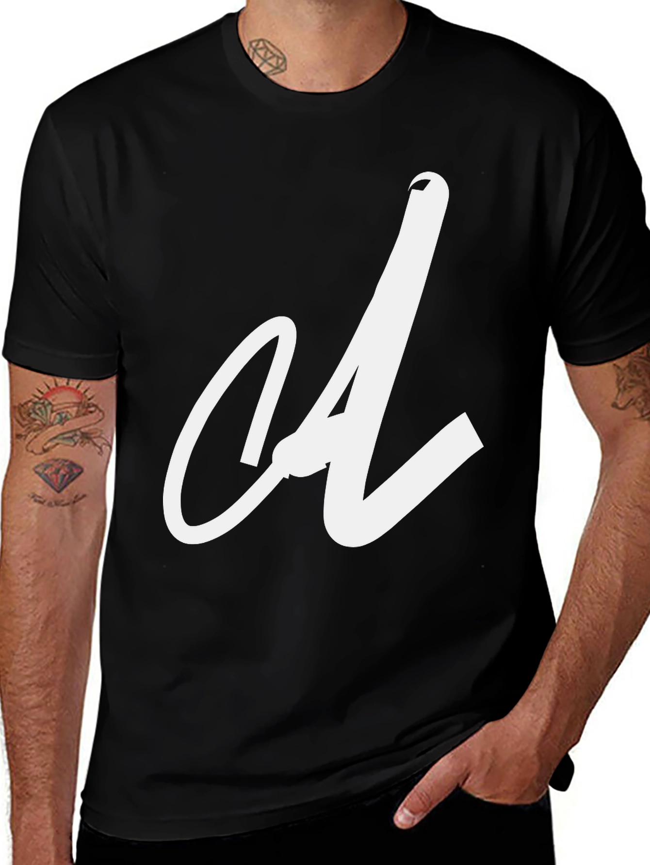Variant 25 of Black T-Shirt with White Letter Graphic