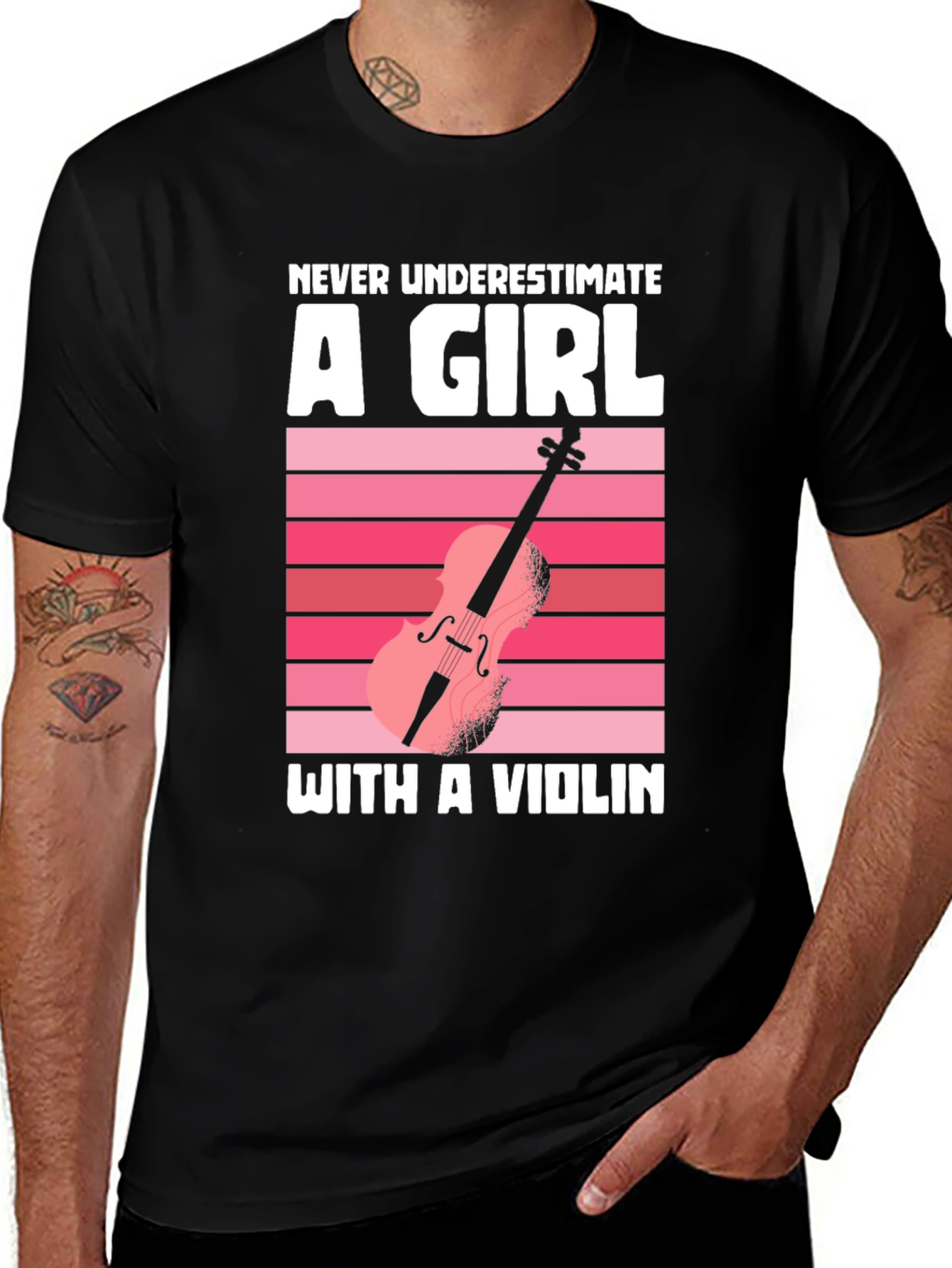 Variant 29 of Never Underestimate a Girl with a Violin T-Shirt