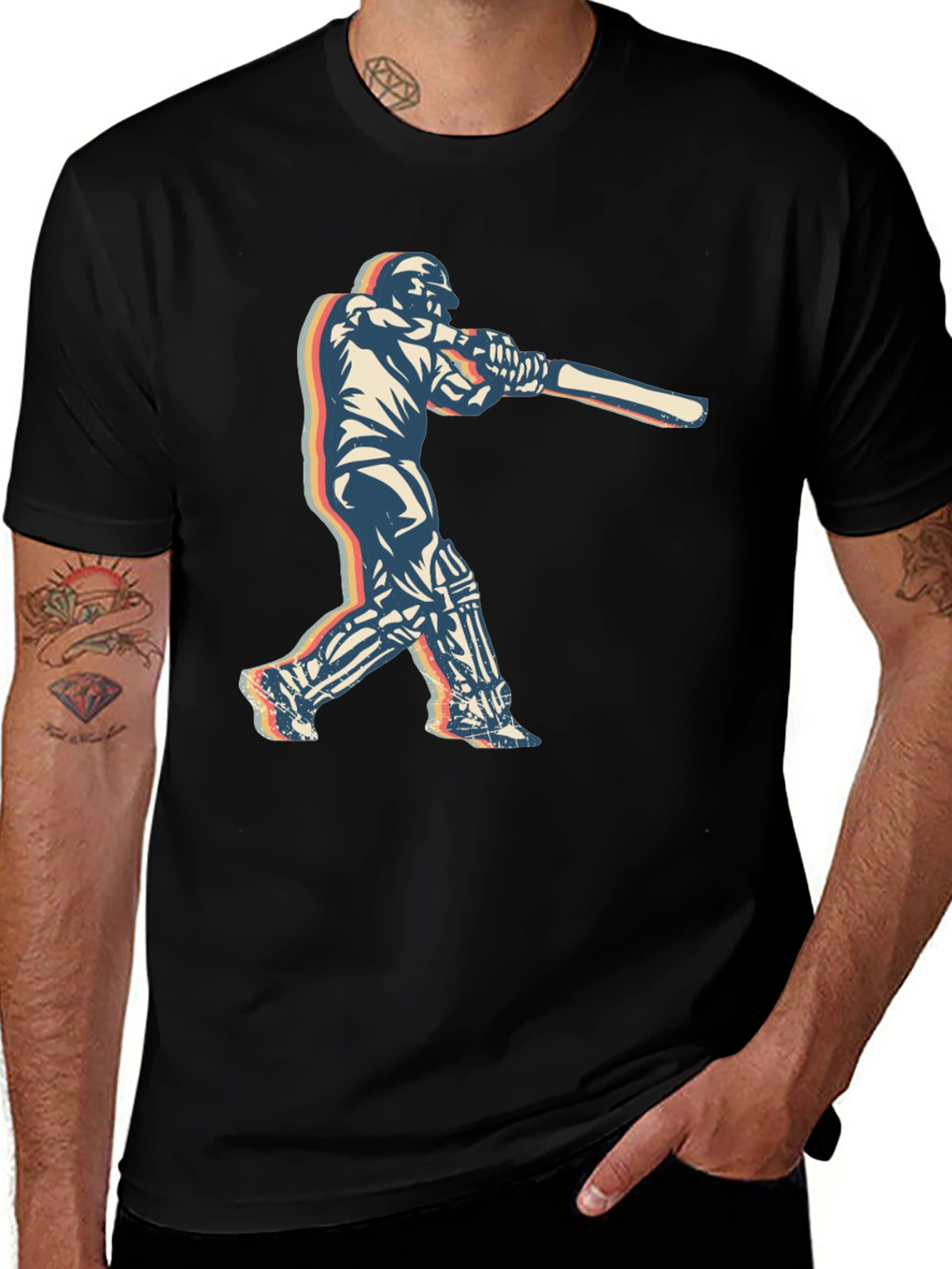Variant 22 of Retro Cricket Player T-Shirt