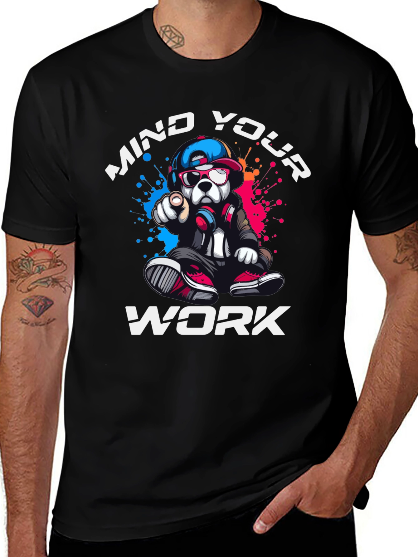 Variant 19 of Mind Your Work T-Shirt with Dog Graphic