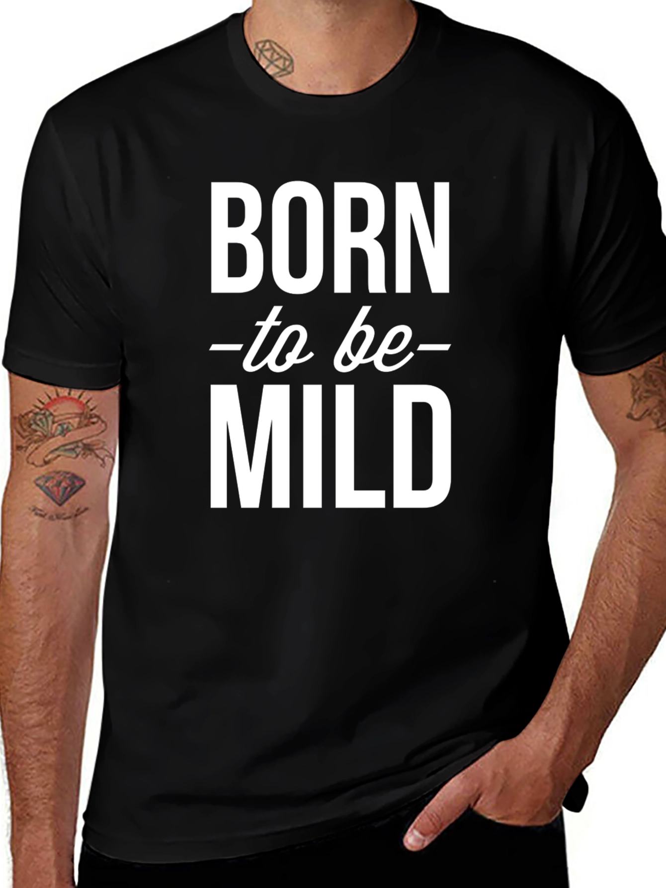 Variant 11 of Born to be Mild Graphic Tee - Black Cotton T-Shirt