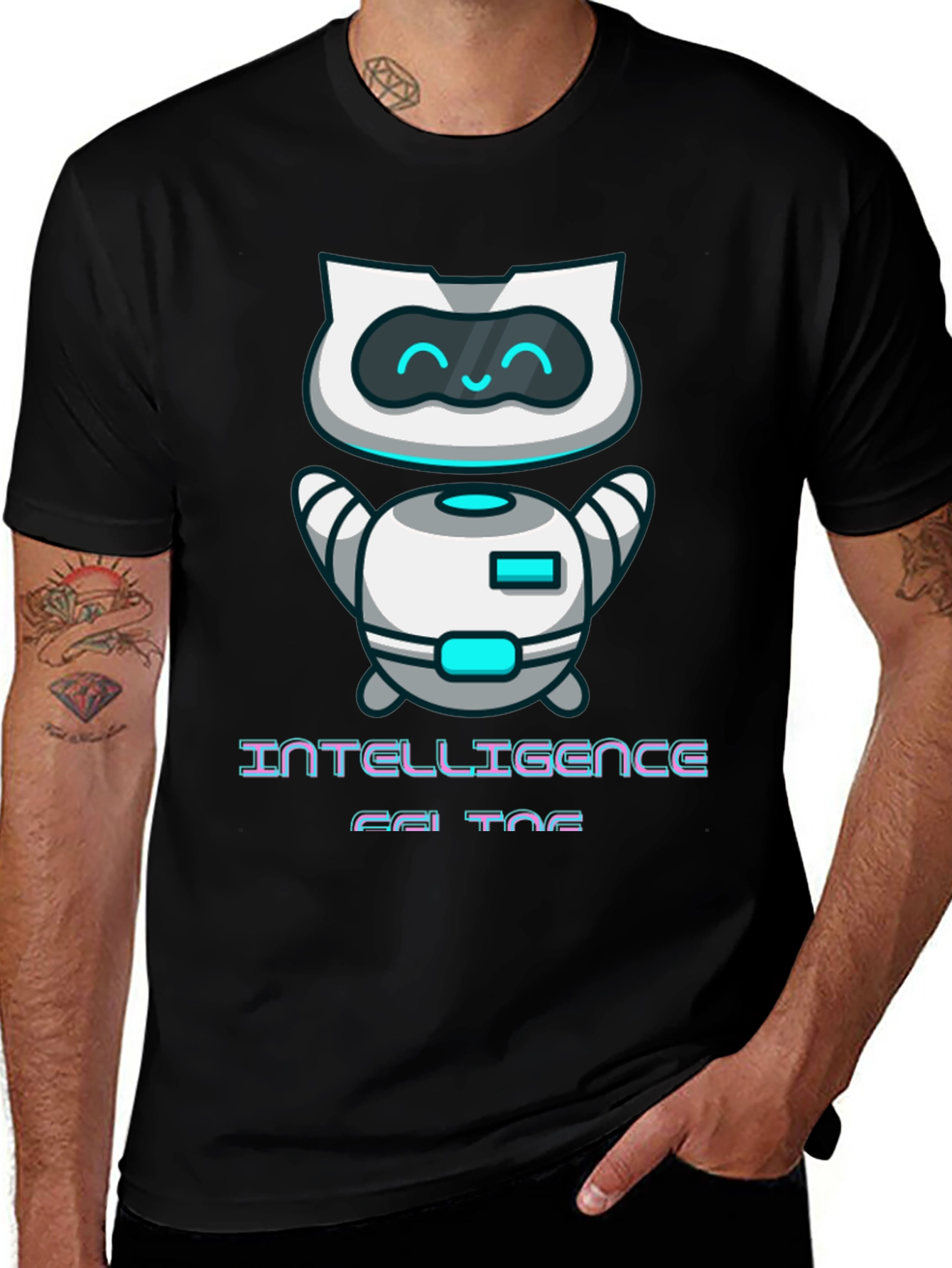 Variant 19 of Intelligent Cat Bot Graphic T-Shirt