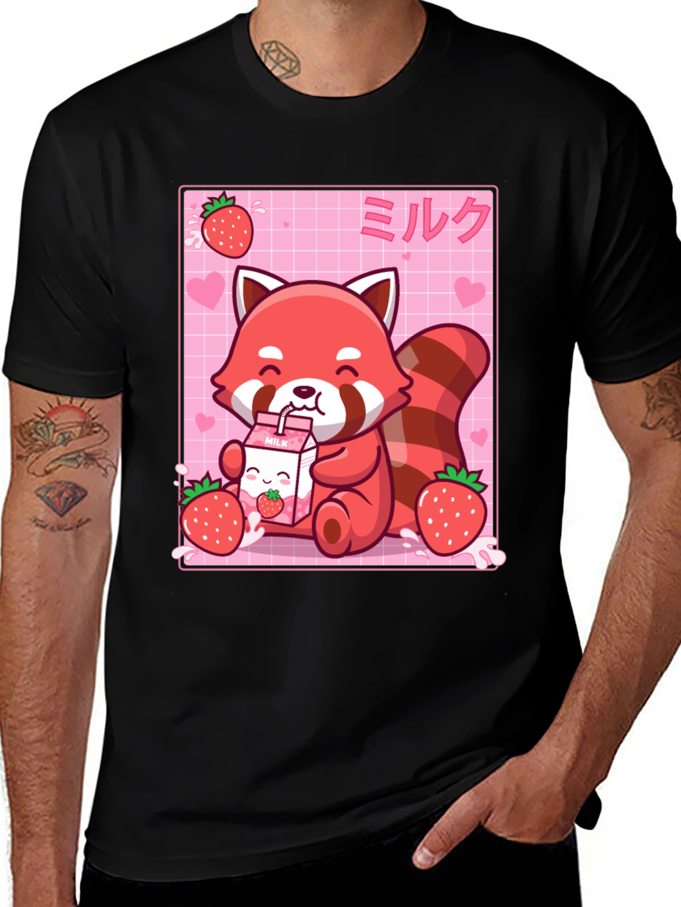 Variant 21 of Cute Red Panda Strawberry Milk T-Shirt
