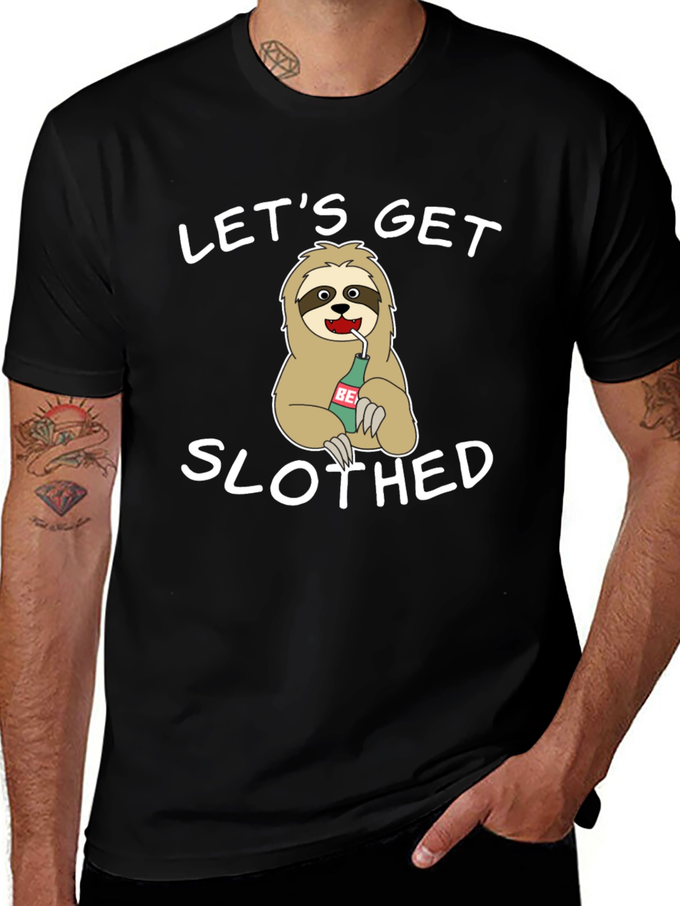 Variant 7 of Let's Get Slothed Graphic Tee - Novelty Sloth Beer T-Shirt
