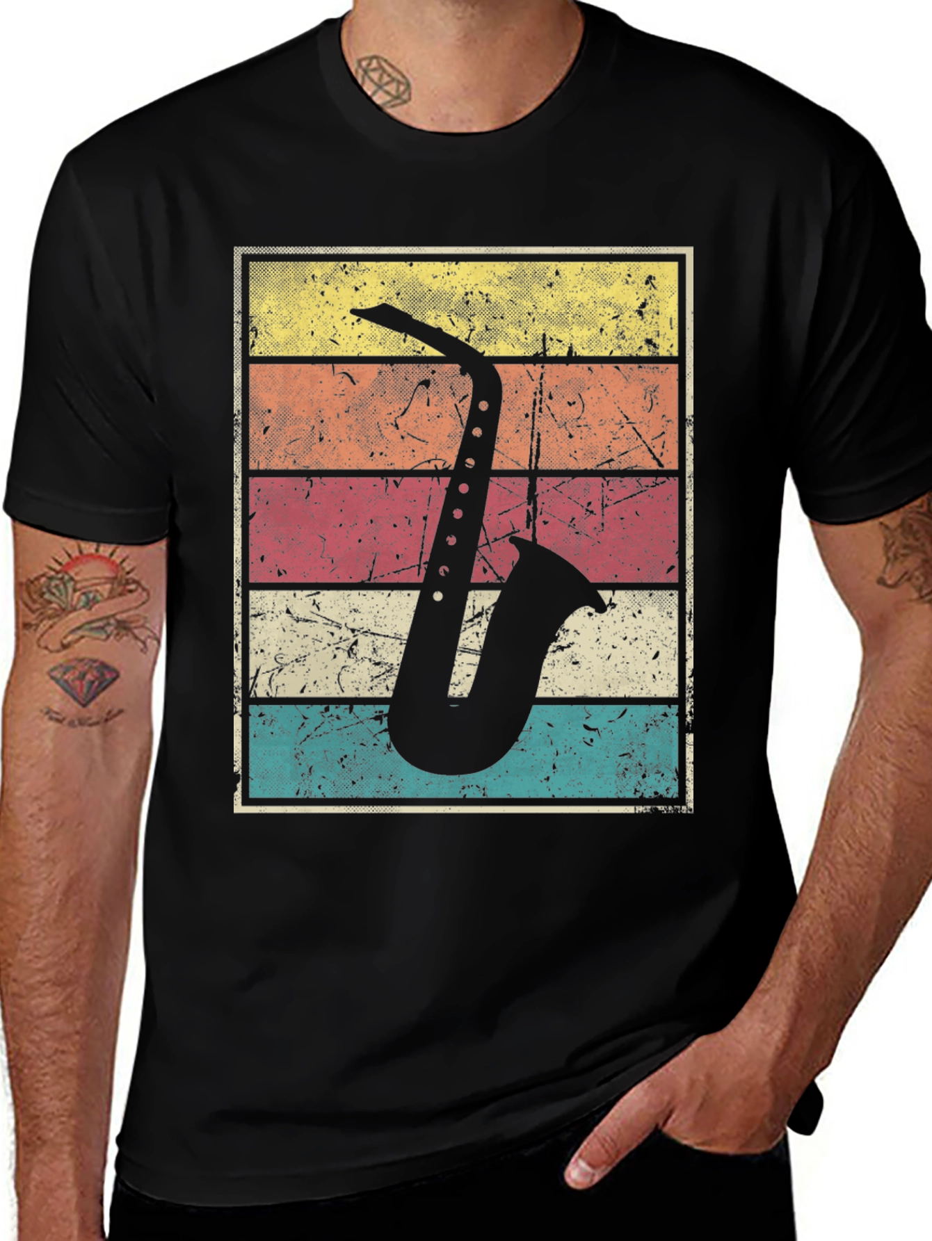 Variant 8 of Vintage Saxophone T-Shirt - Retro Musical Design