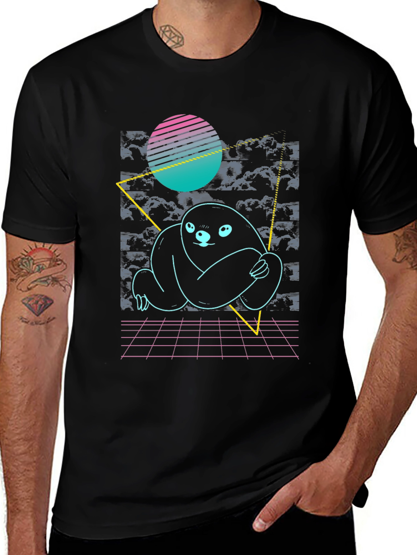 Variant 11 of Retro Sloth T-Shirt - Vaporwave Style Tee