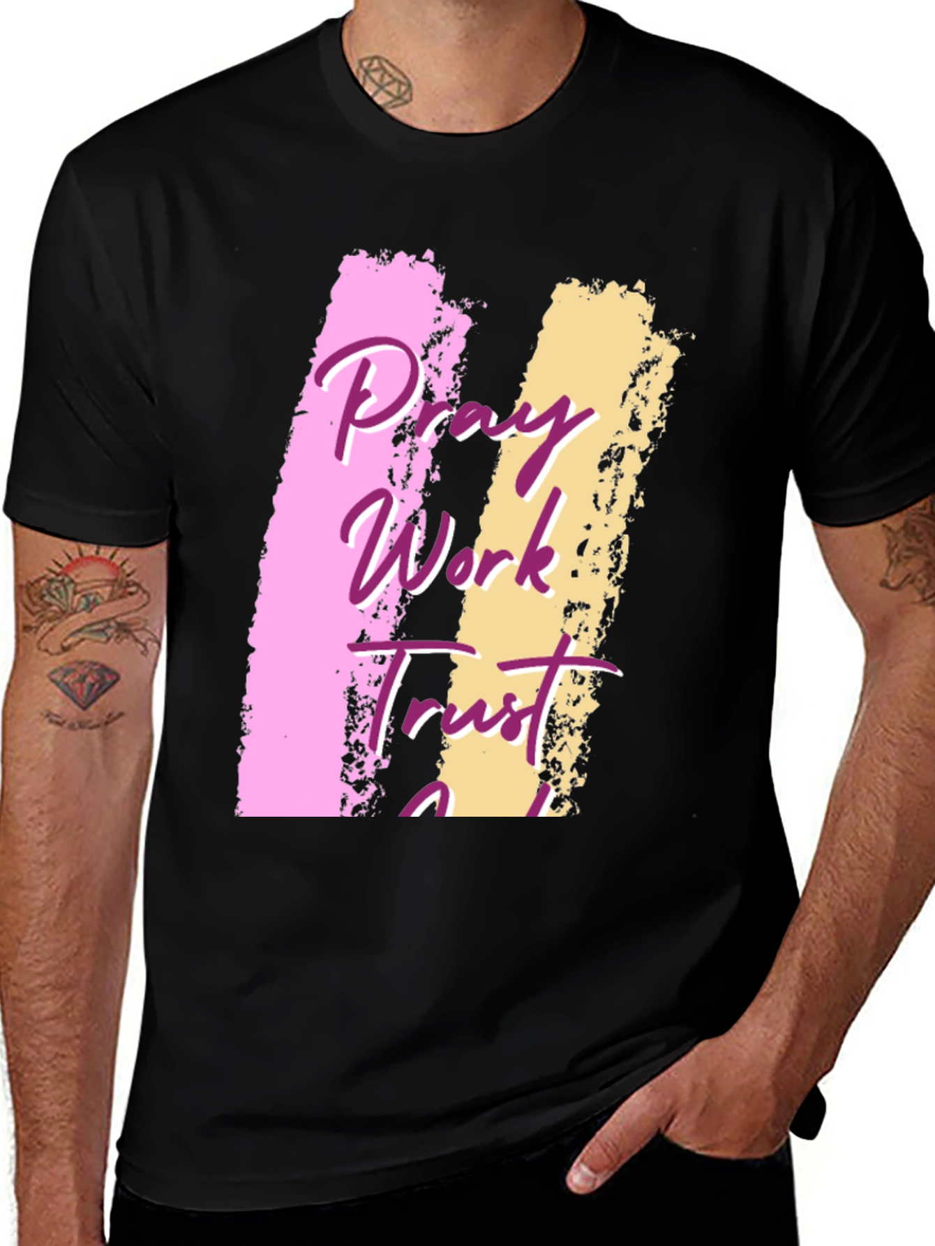 Variant 2 of Pray Work Trust T-Shirt Black