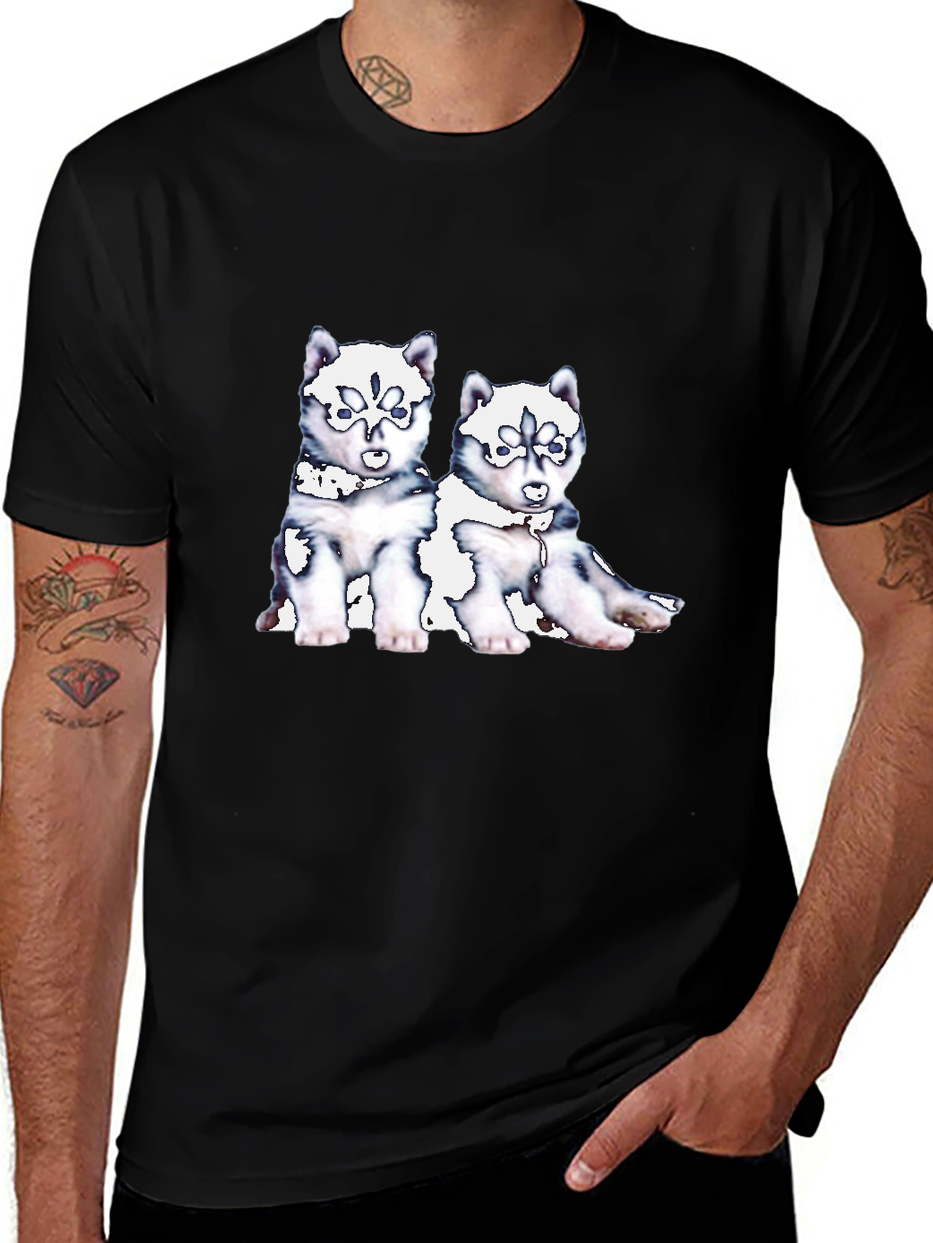 Variant 8 of Puppy Print Black T-Shirt
