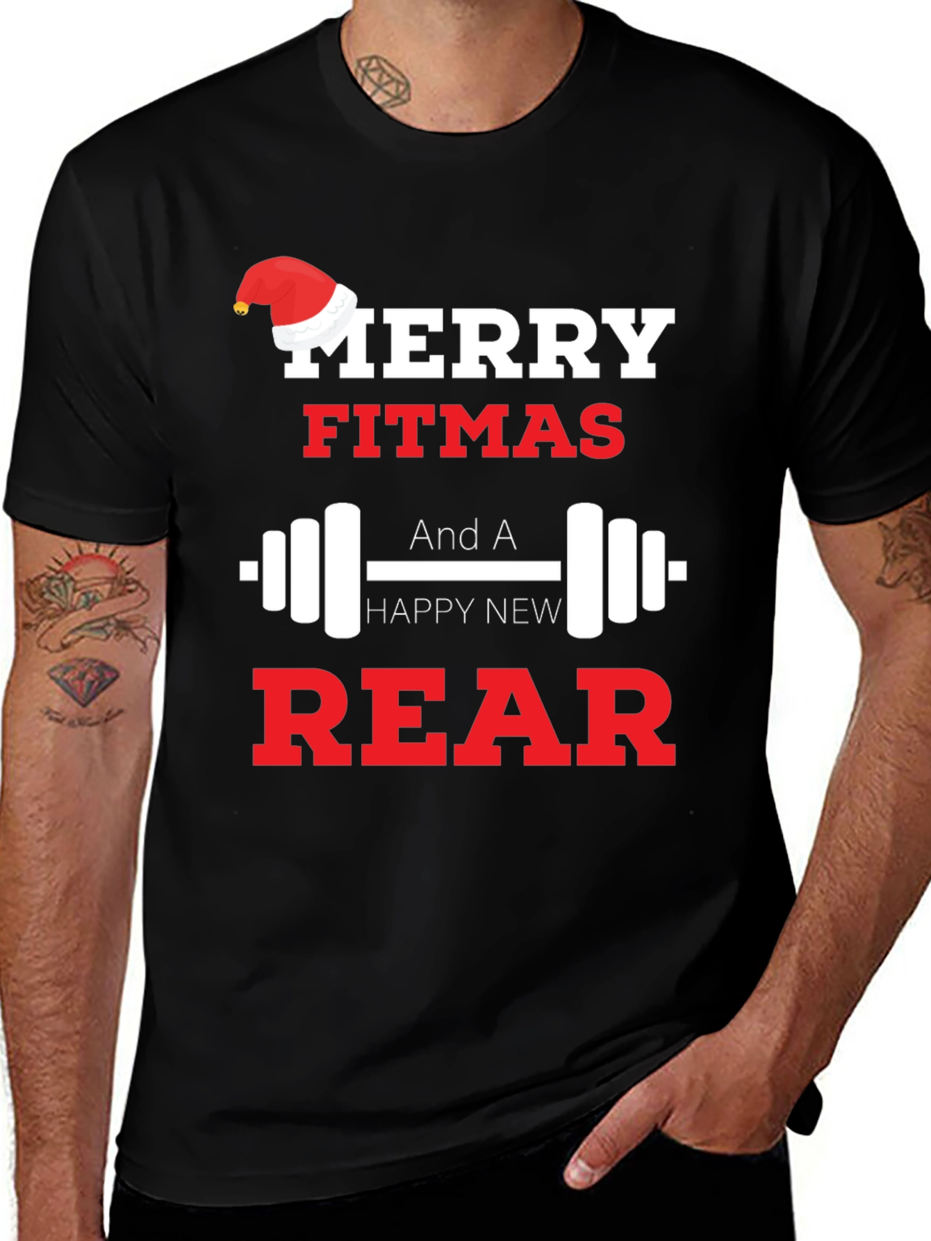 Variant 17 of Merry Fitmas and a Happy New Rear Graphic Tee