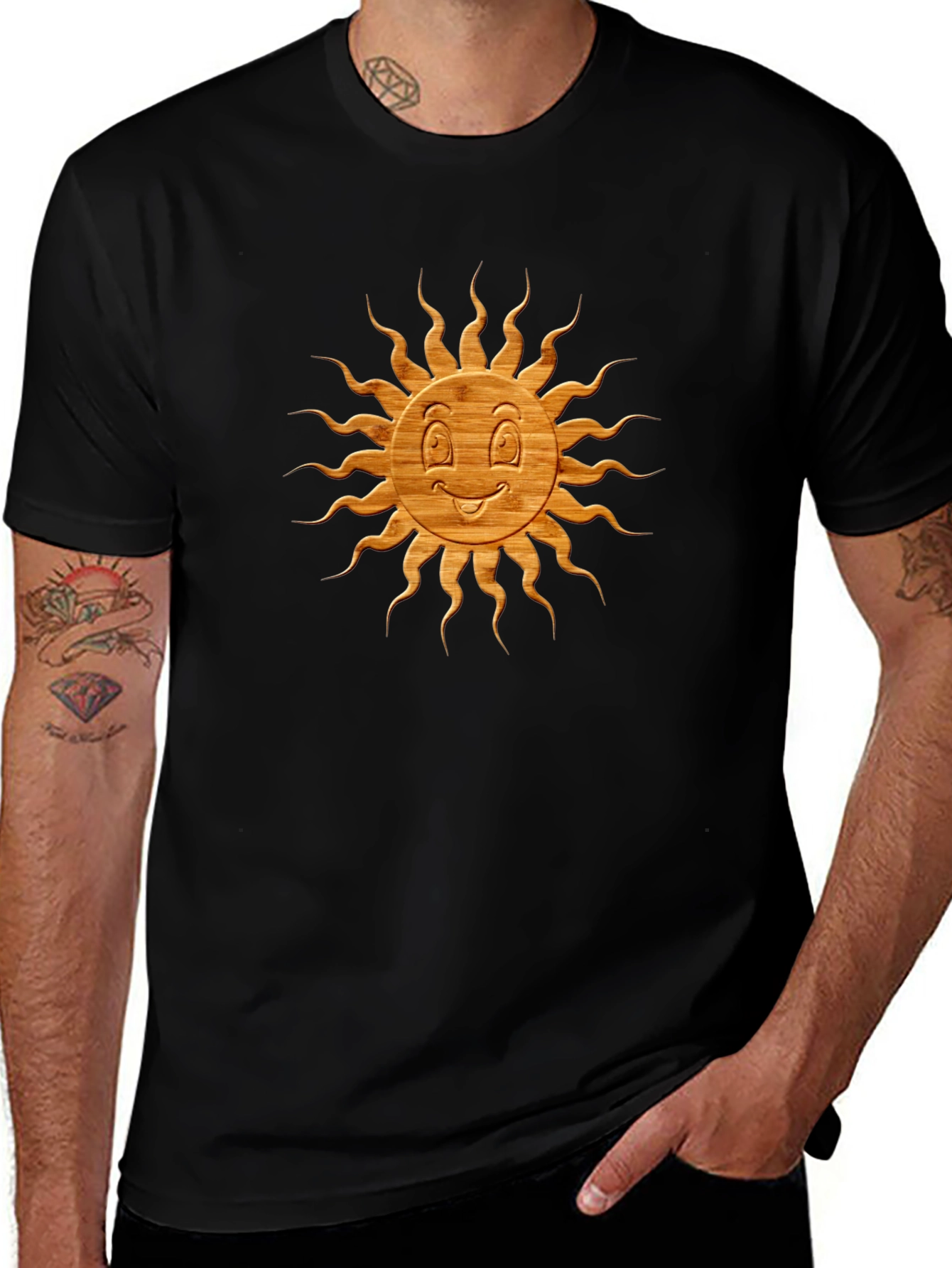 Variant 24 of Smiling Sun Graphic Tee - Black Cotton Blend