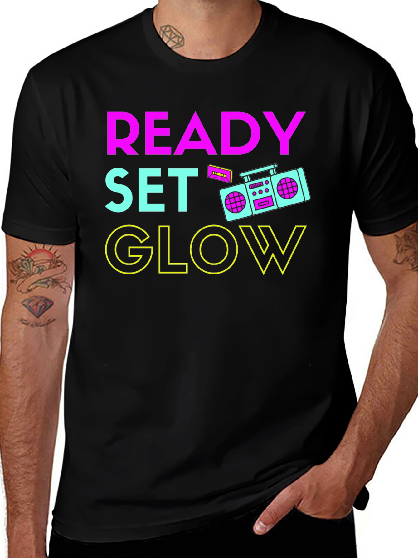 Variant 9 of Ready Set Glow 80's Retro Boombox T-Shirt