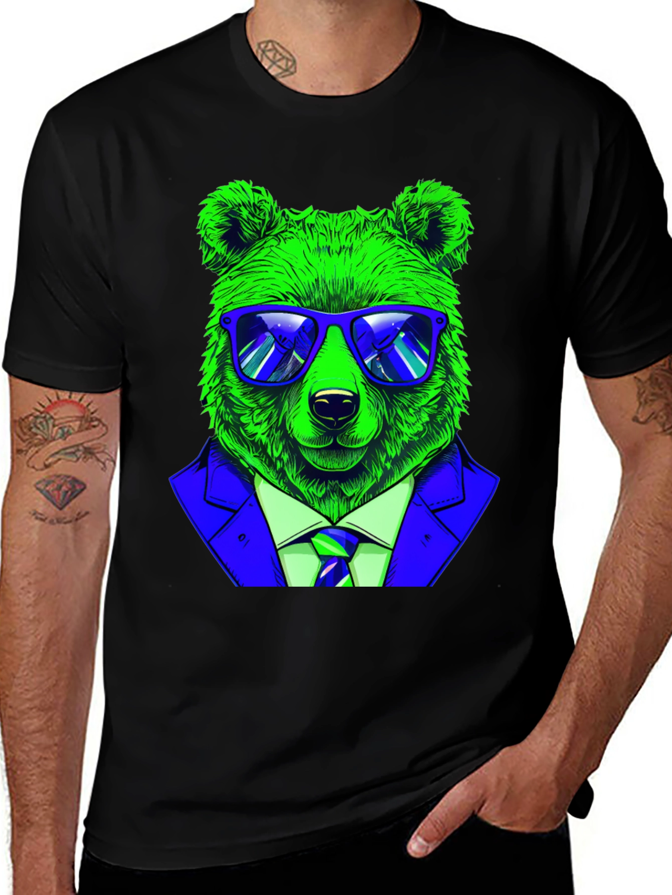 Variant 27 of Cool Bear Graphic Tee - Men's Black T-Shirt