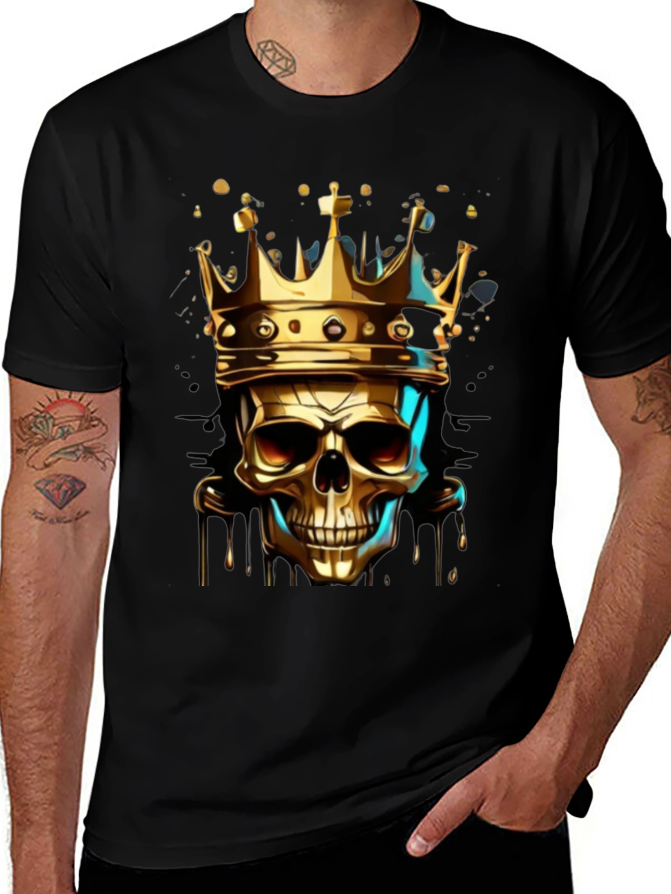 Variant 10 of Skull King Graphic Tee - Golden Crown Design