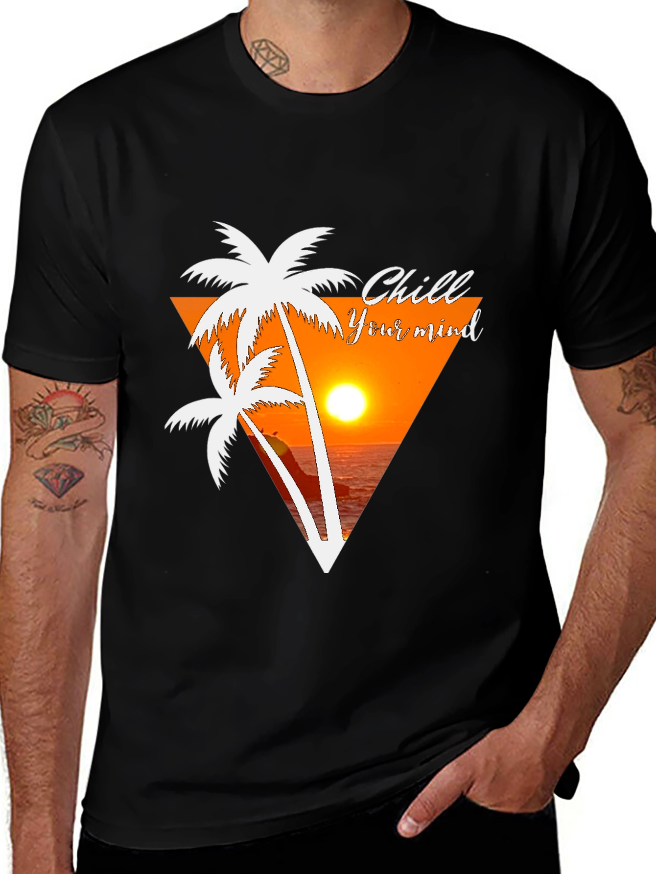 Variant 19 of Chill Your Mind Graphic Tee - Black Cotton T-Shirt