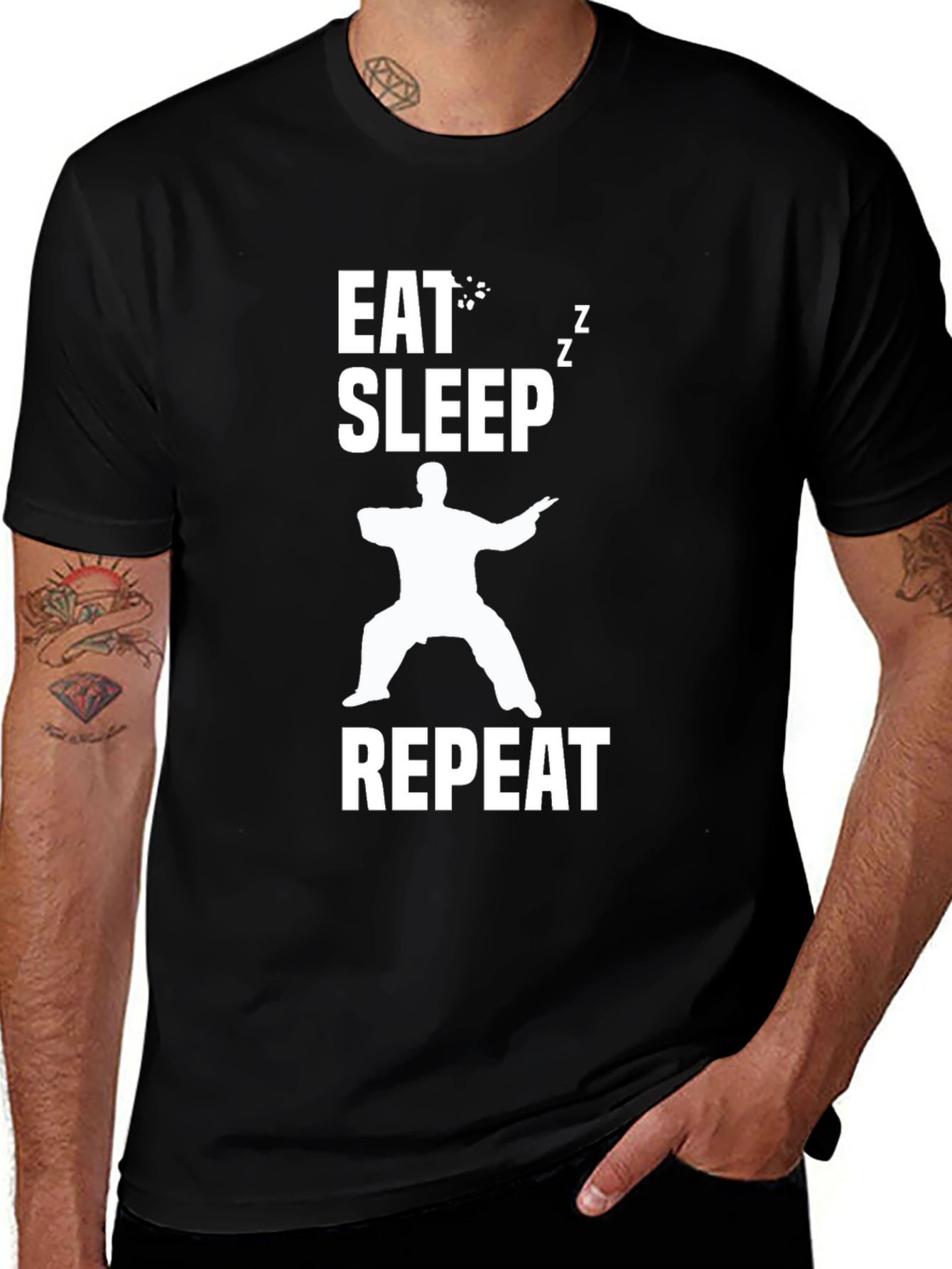 Variant 26 of Eat Sleep Karate Repeat T-Shirt Funny Martial Arts Tee