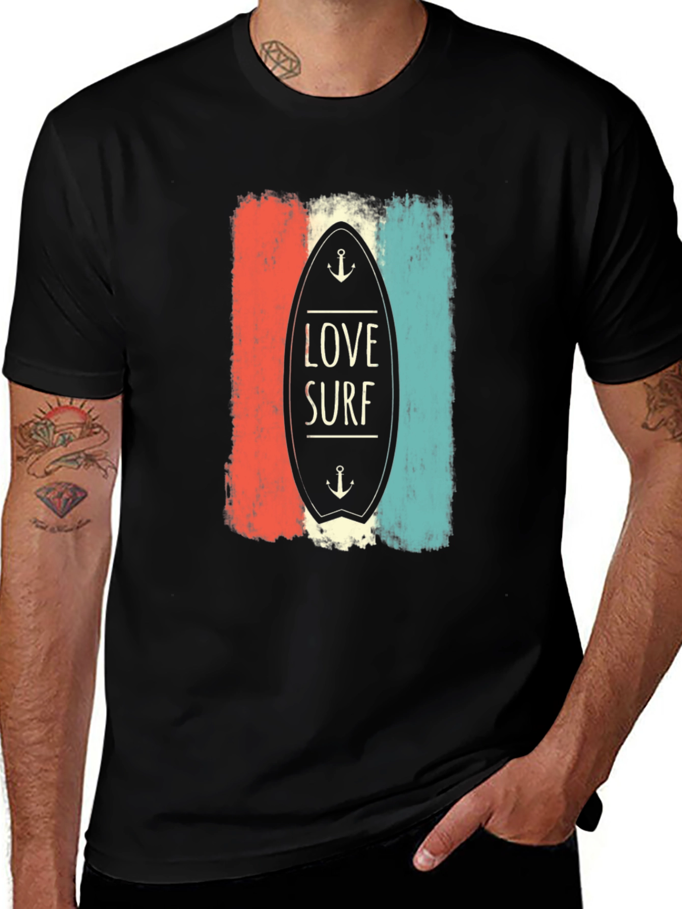 Love Surf Graphic Tee - Retro Surfboard Design T-Shirt