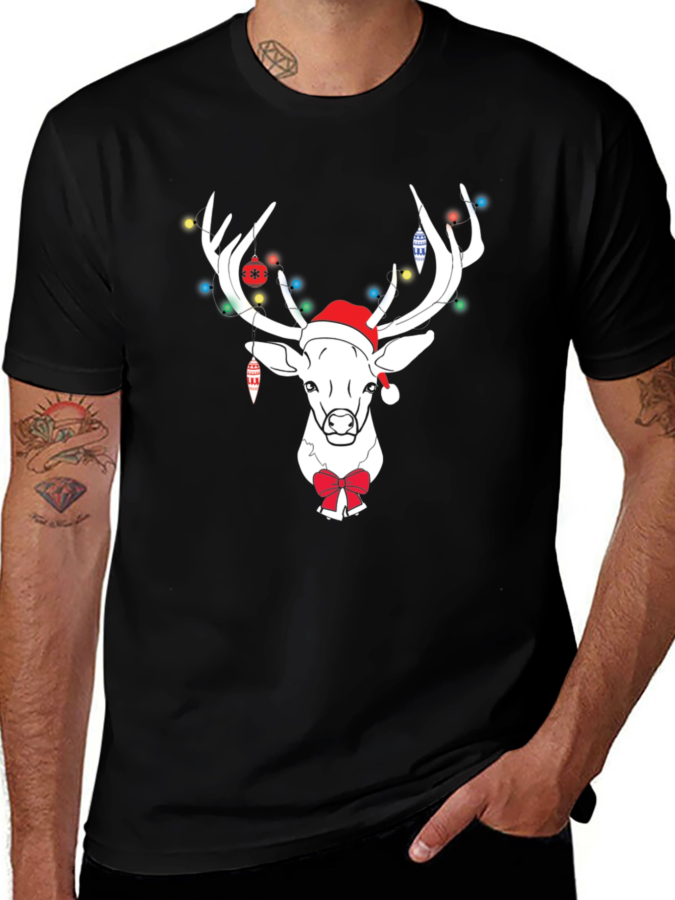 Holiday Deer T-Shirt with Lights & Bow