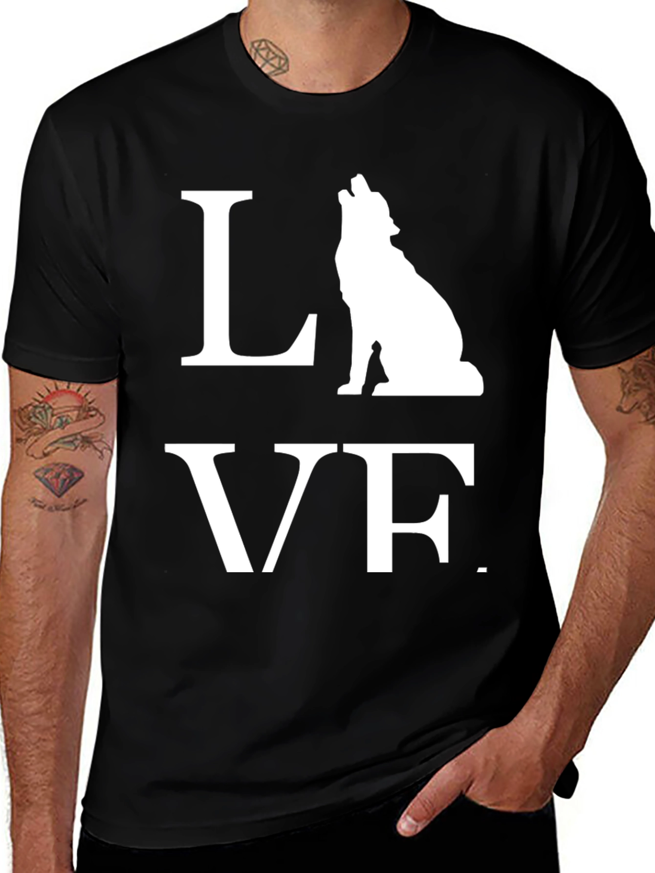 Variant 30 of Wolf LOVE Graphic Tee - Men's Black T-Shirt