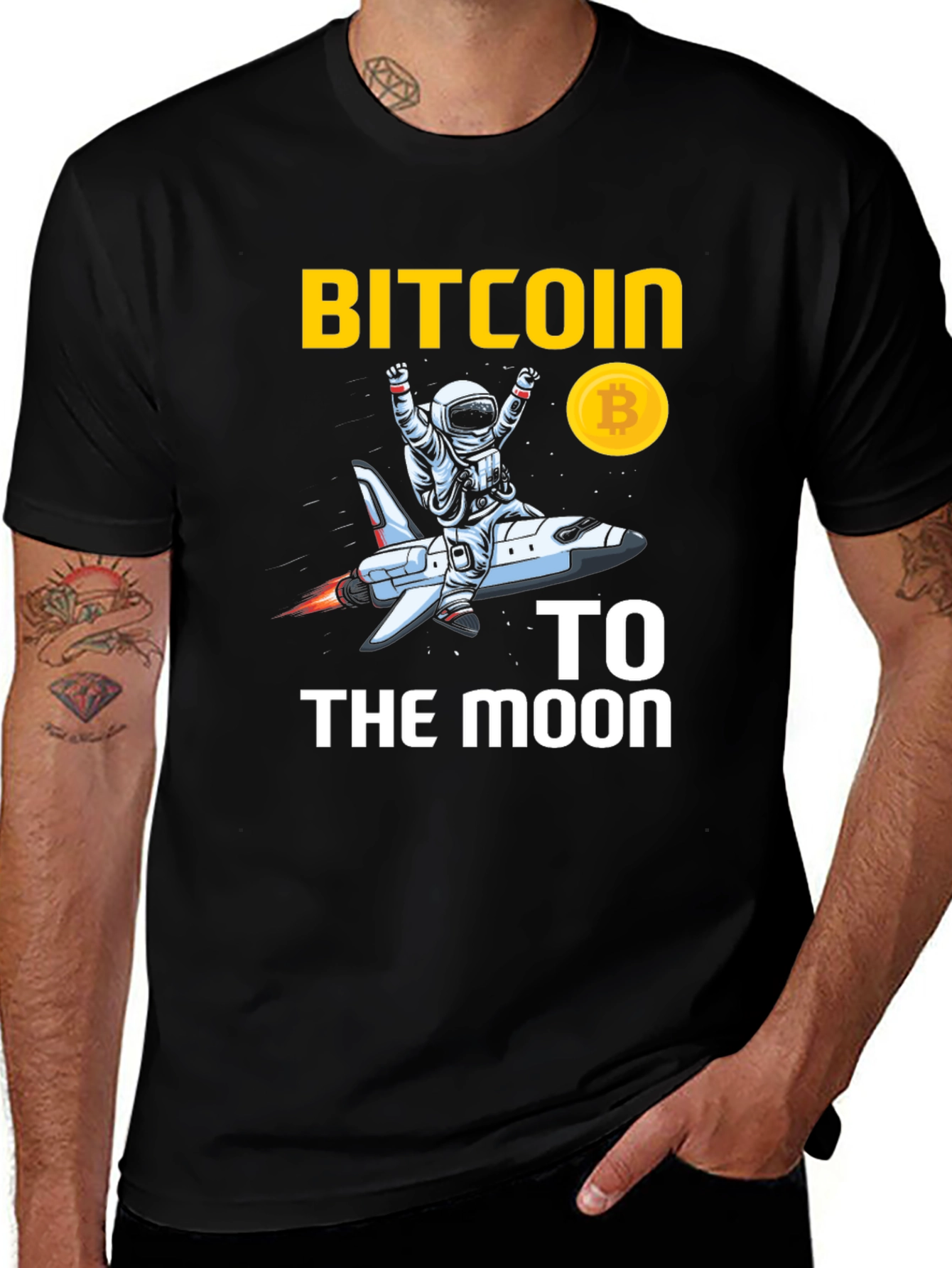 Bitcoin To The Moon Graphic T-Shirt Crypto Investor Tee