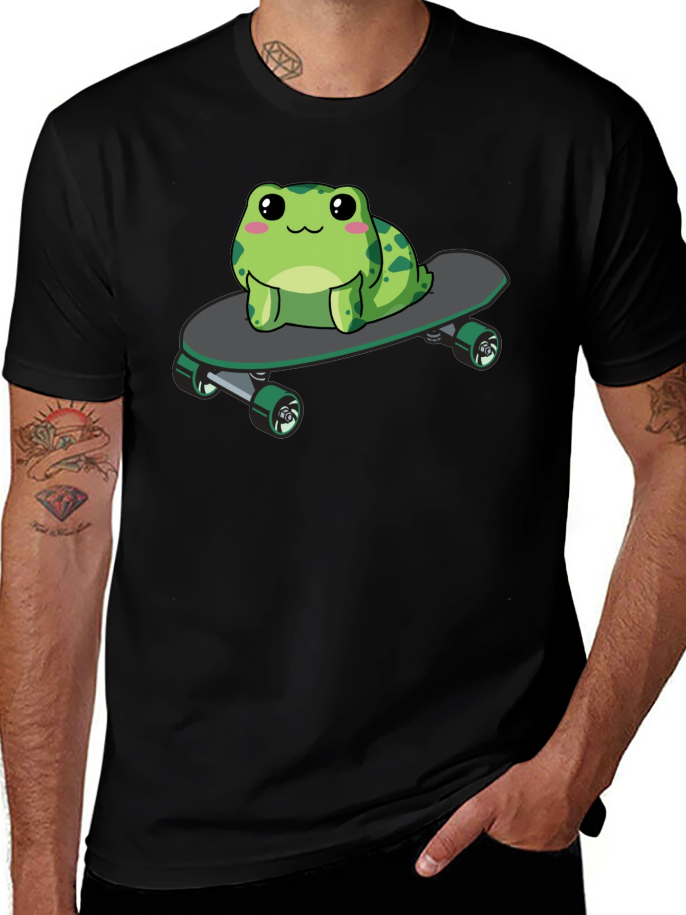 Variant 28 of Frog On Skateboard Black T-Shirt