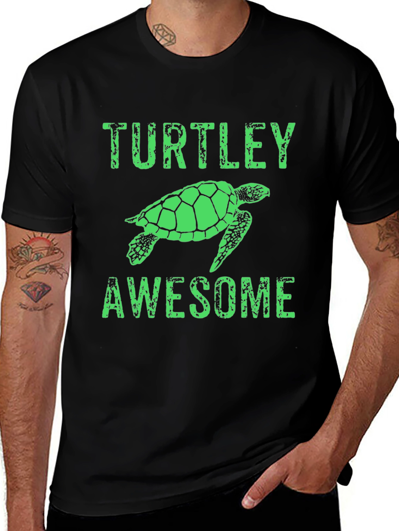 Variant 20 of Turtley Awesome Graphic Tee - Black Cotton Blend