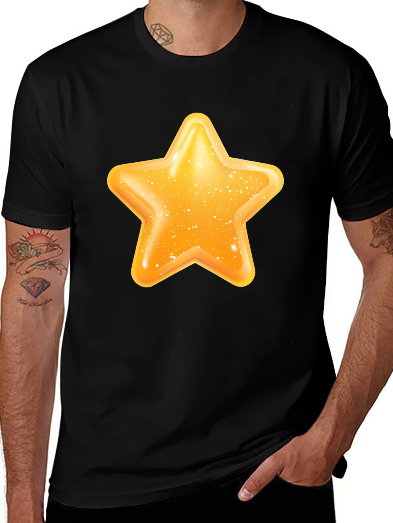 Variant 9 of Shiny Star Graphic Black T-Shirt