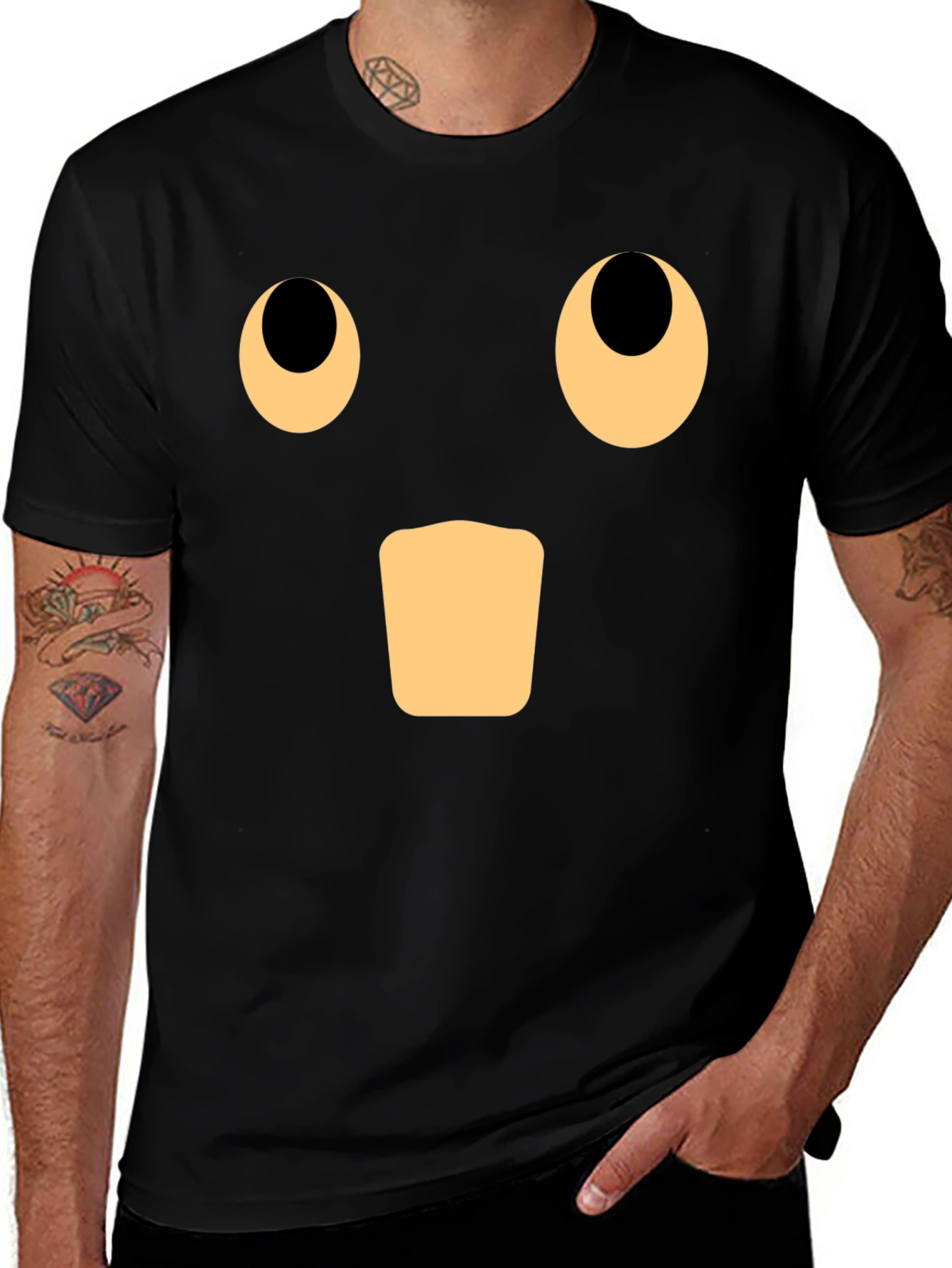 Variant 26 of Surprised Face Graphic Black T-Shirt
