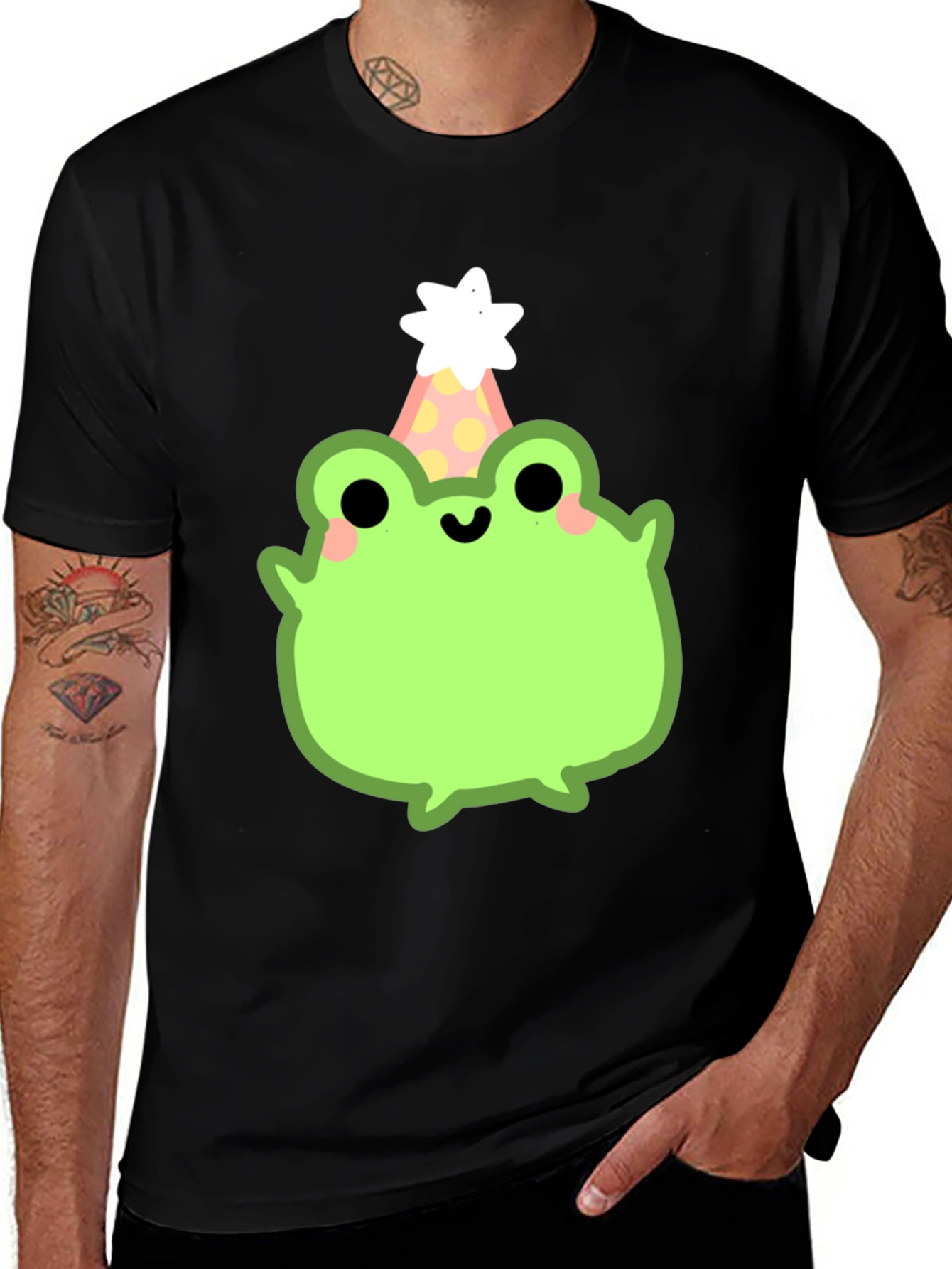 Variant 17 of Party Frog Graphic Tee - Fun & Festive Design