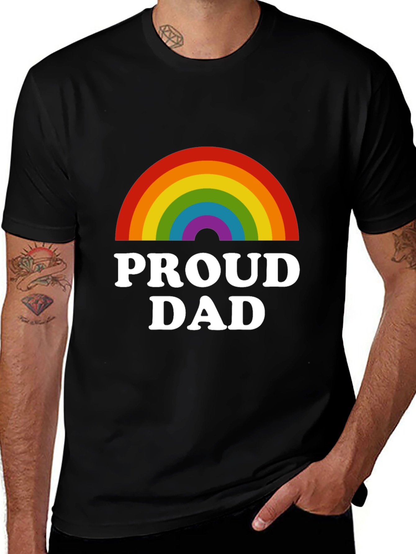 Variant 16 of Proud Dad Rainbow Pride T-Shirt - Black
