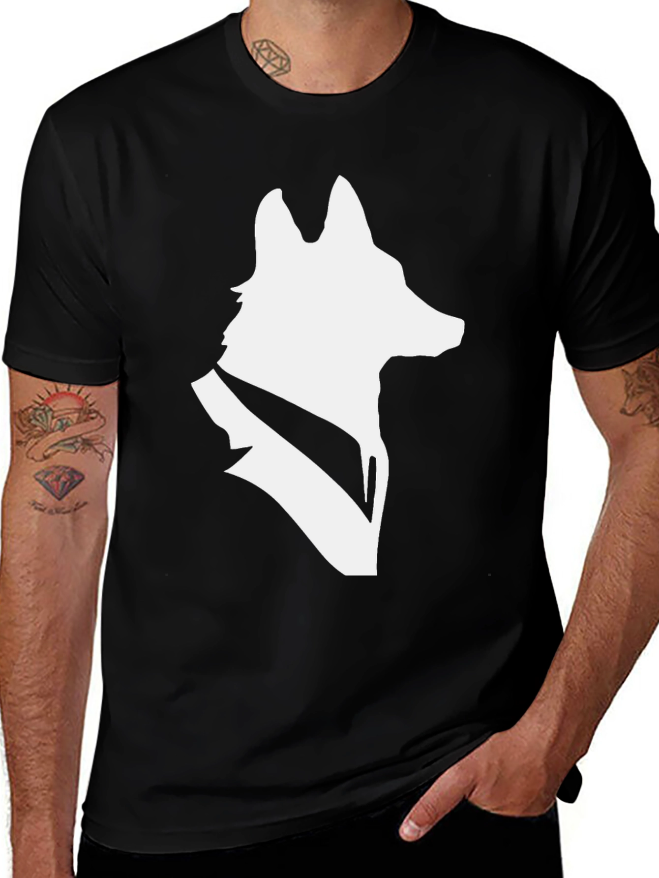 Variant 14 of Sleek Wolf Silhouette Black T-Shirt