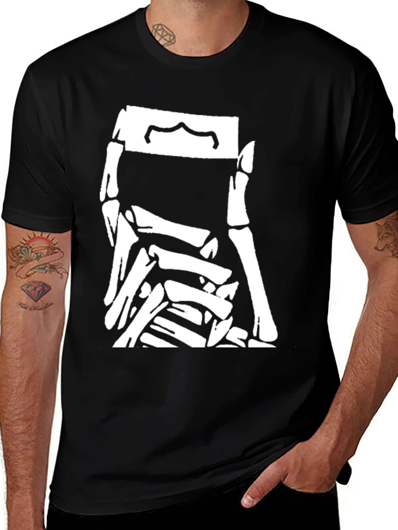 Variant 24 of Skeleton Pile Graphic Tee - Black