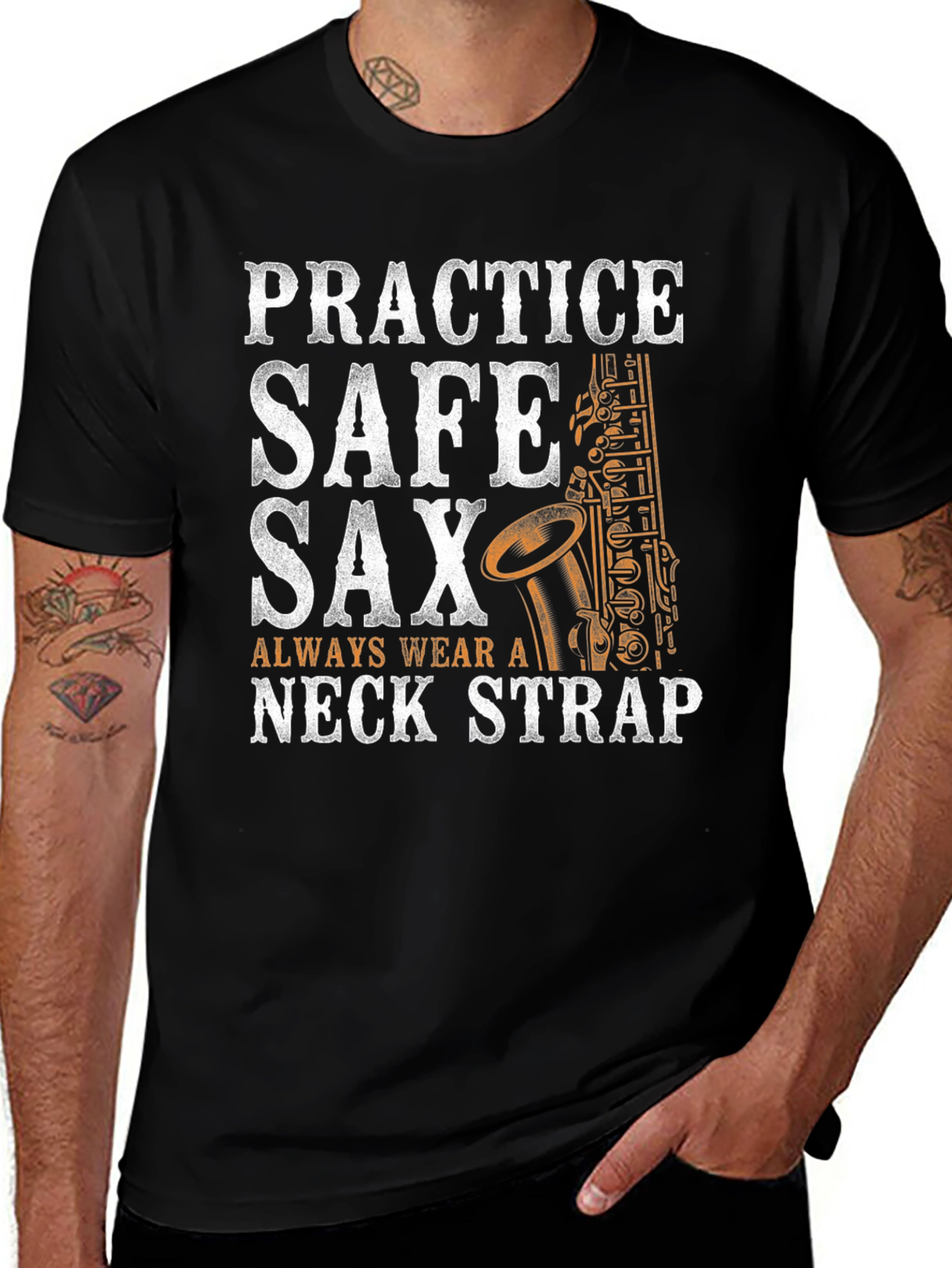 Variant 9 of Practice Safe Saxophone T-Shirt