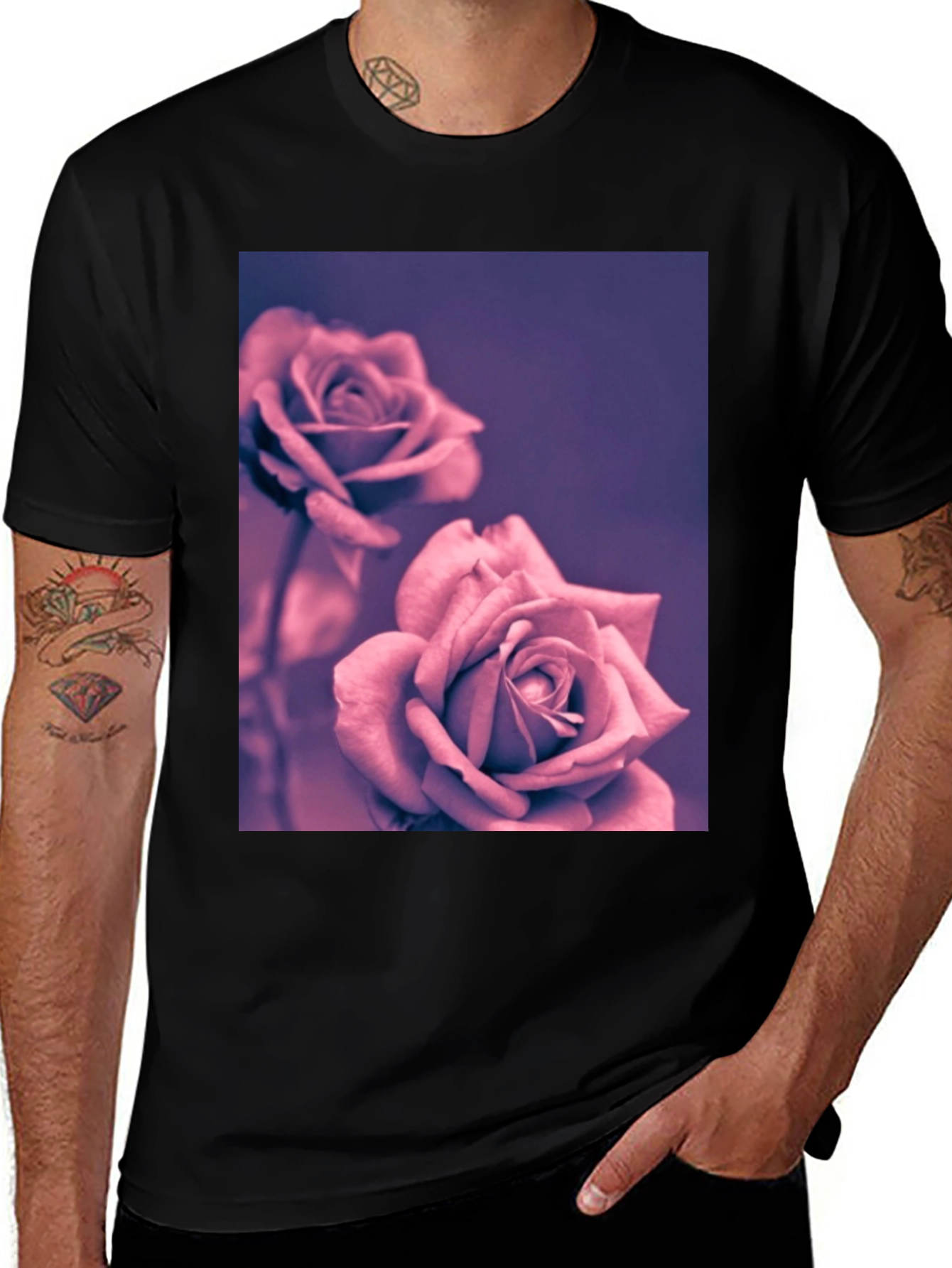 Variant 2 of Rose Graphic Black T-Shirt