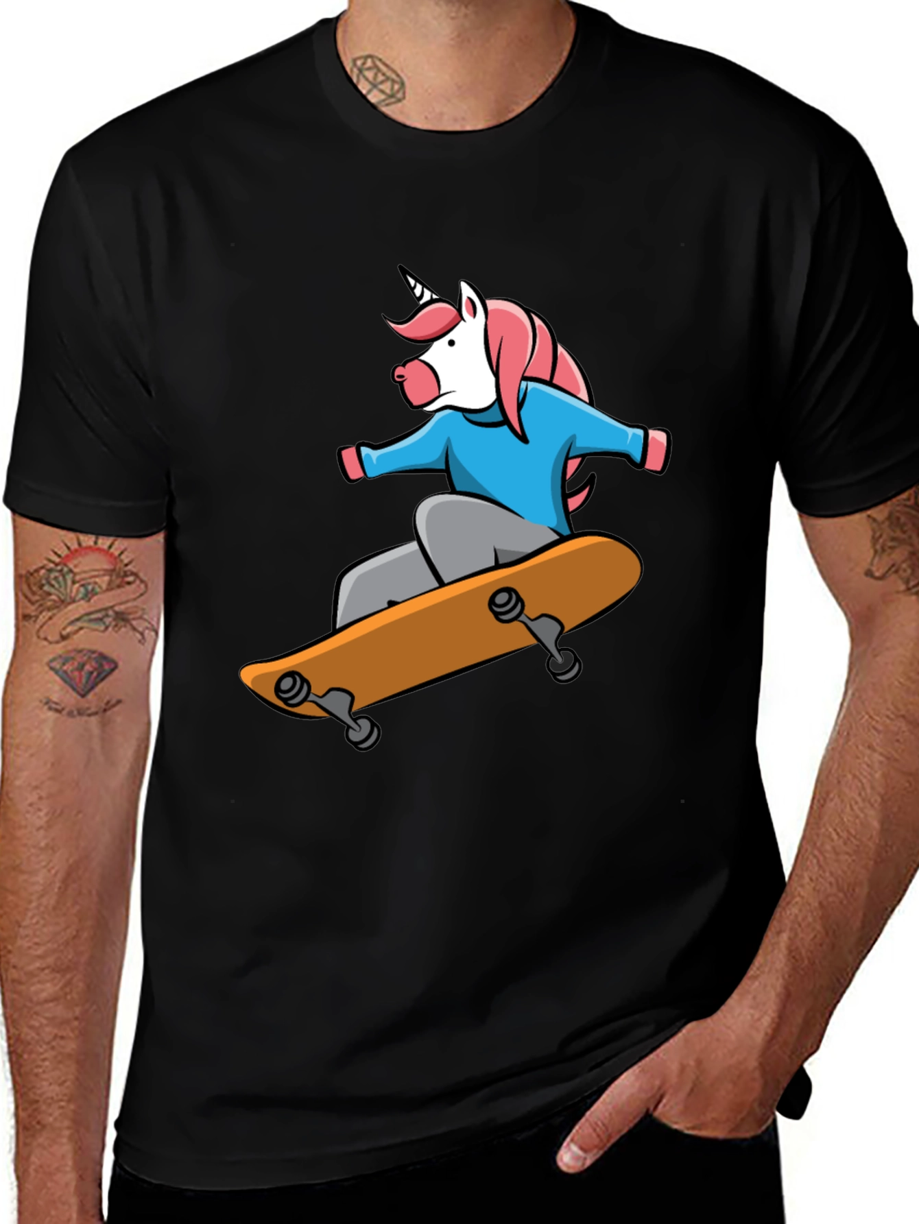 Skateboarding Unicorn Graphic Tee