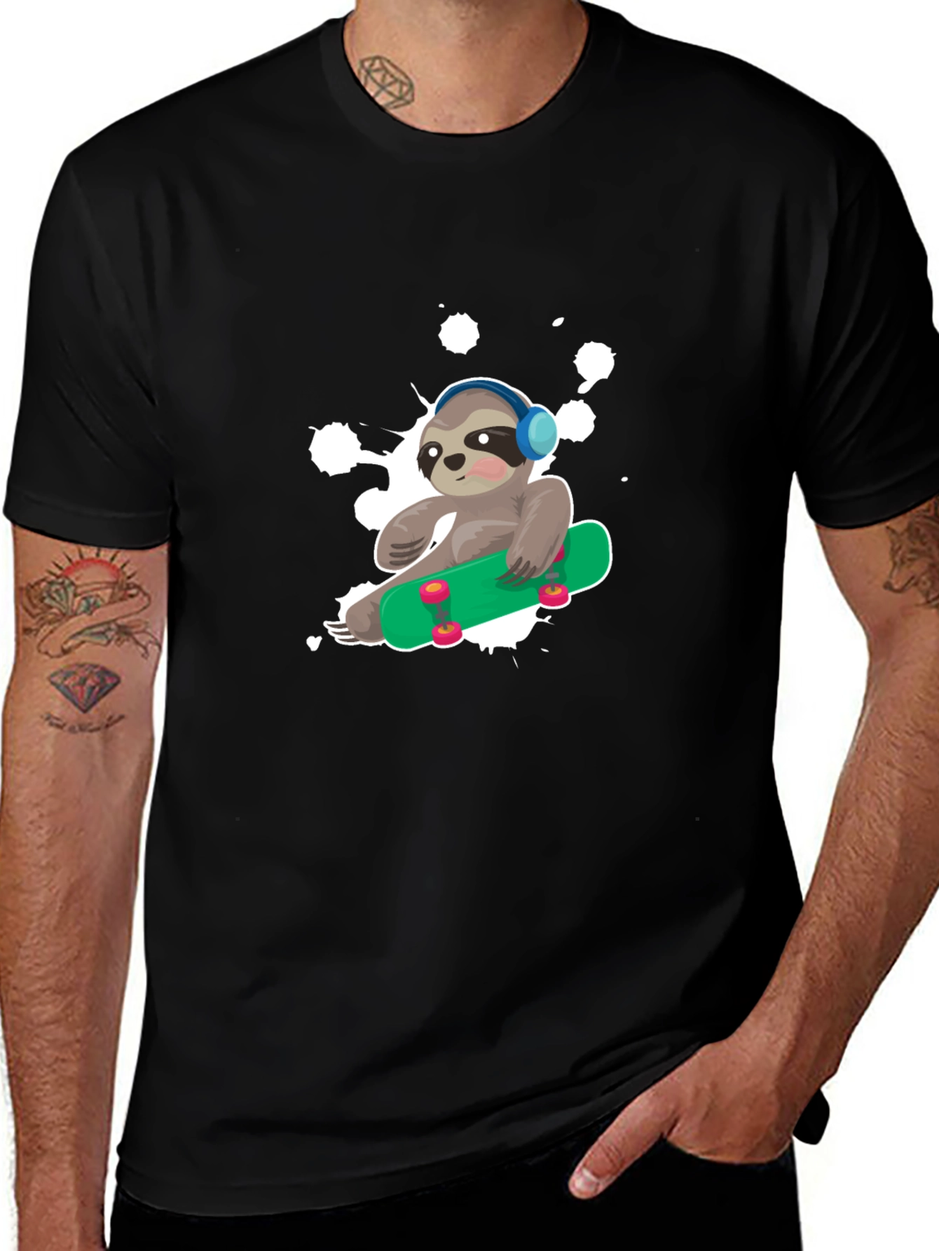 Variant 15 of Sloth Skateboard Graphic T-Shirt - Trendy Casual Wear