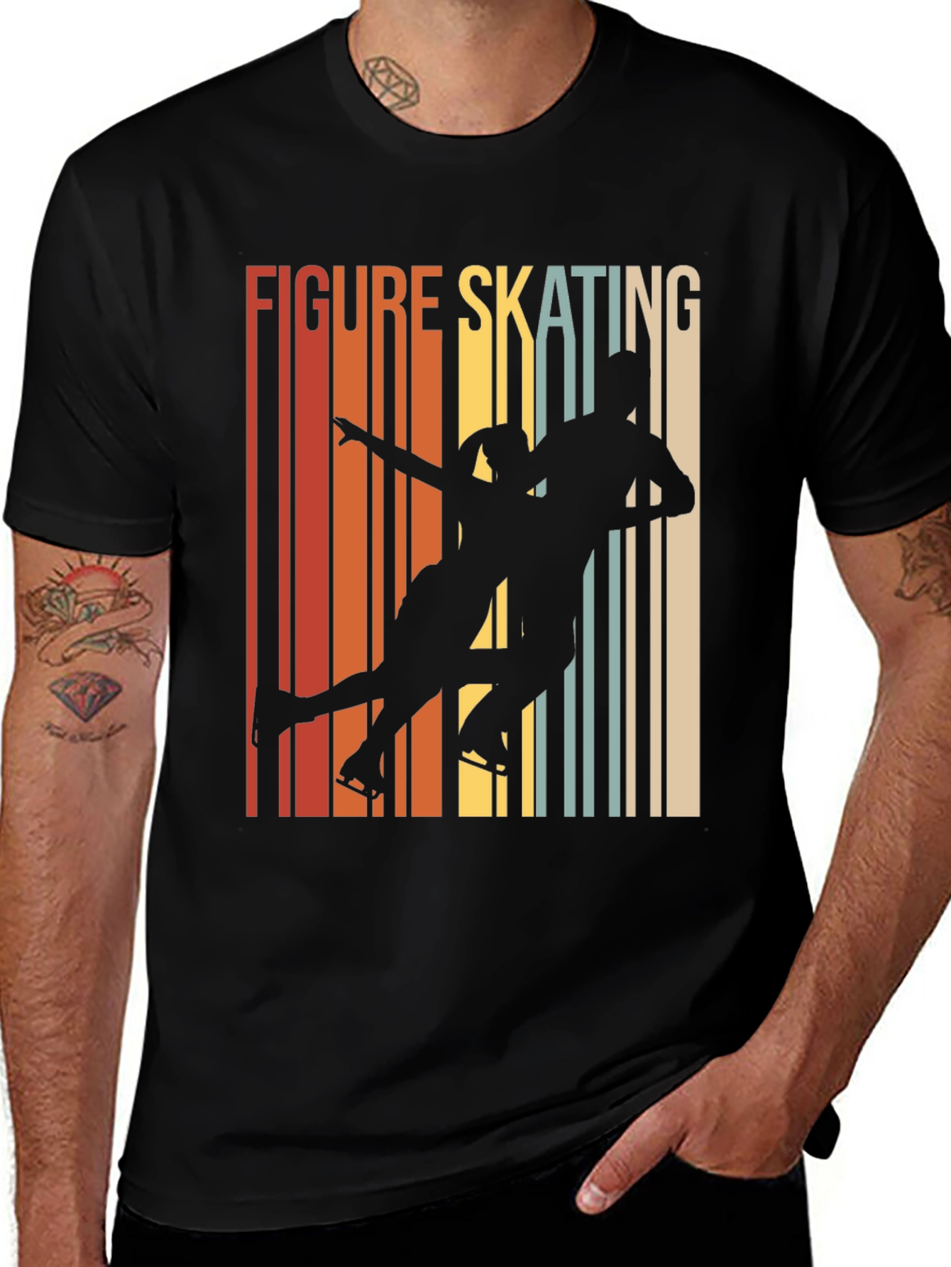 Black Figure Skating Retro T-Shirt main image
