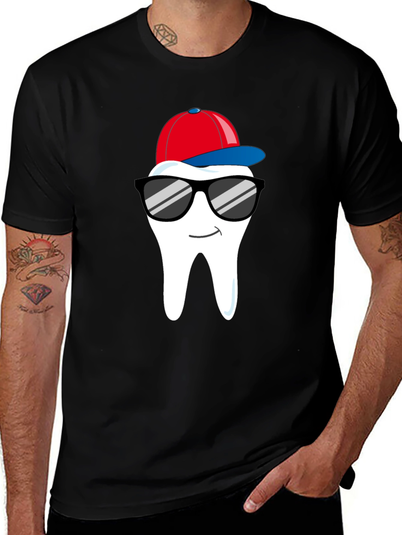 Variant 29 of Cool Tooth Cartoon Graphic Tee - Dentist Humor T-Shirt