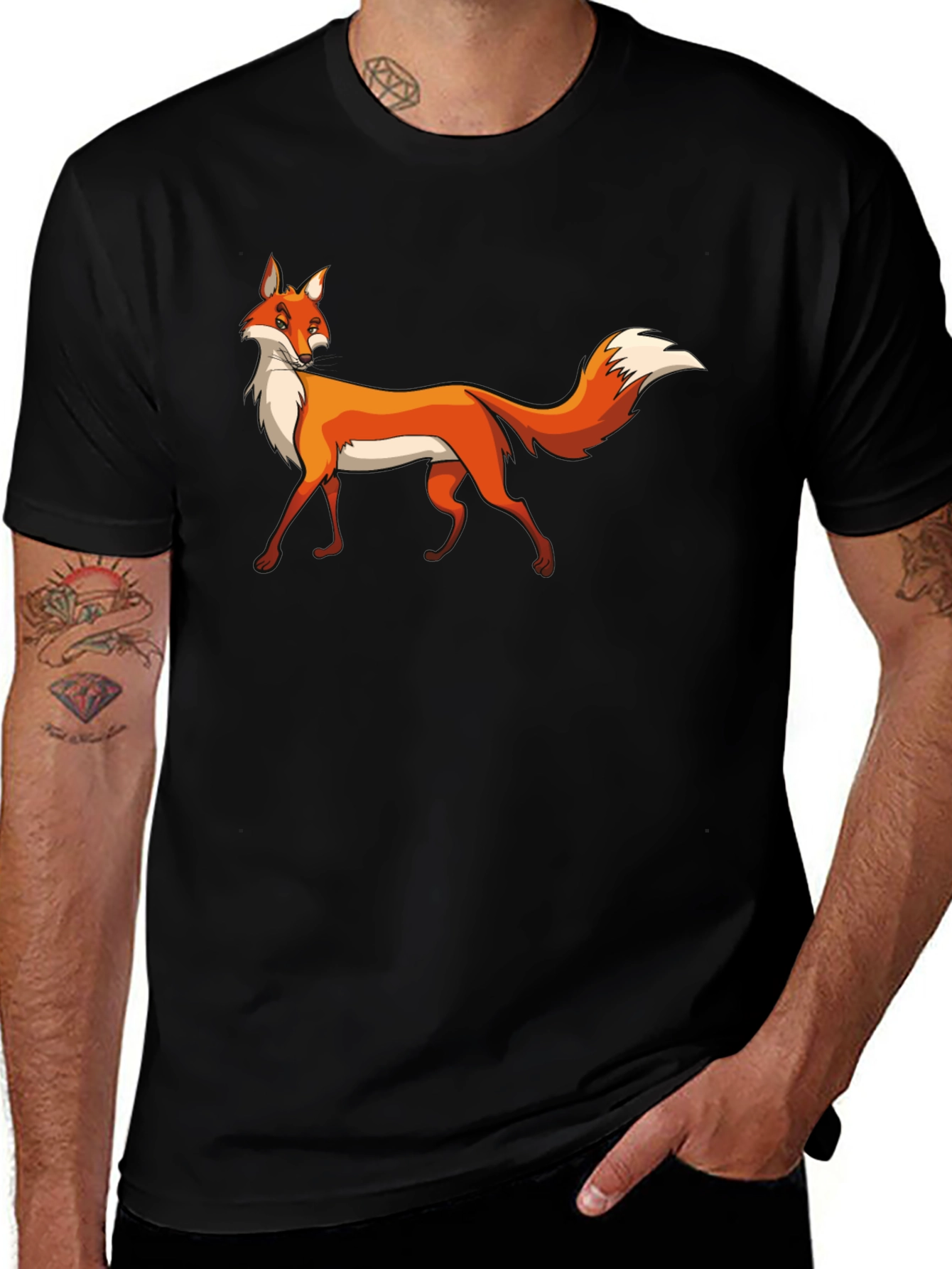 Variant 4 of Fox Graphic Black T-Shirt, Premium Cotton Tee