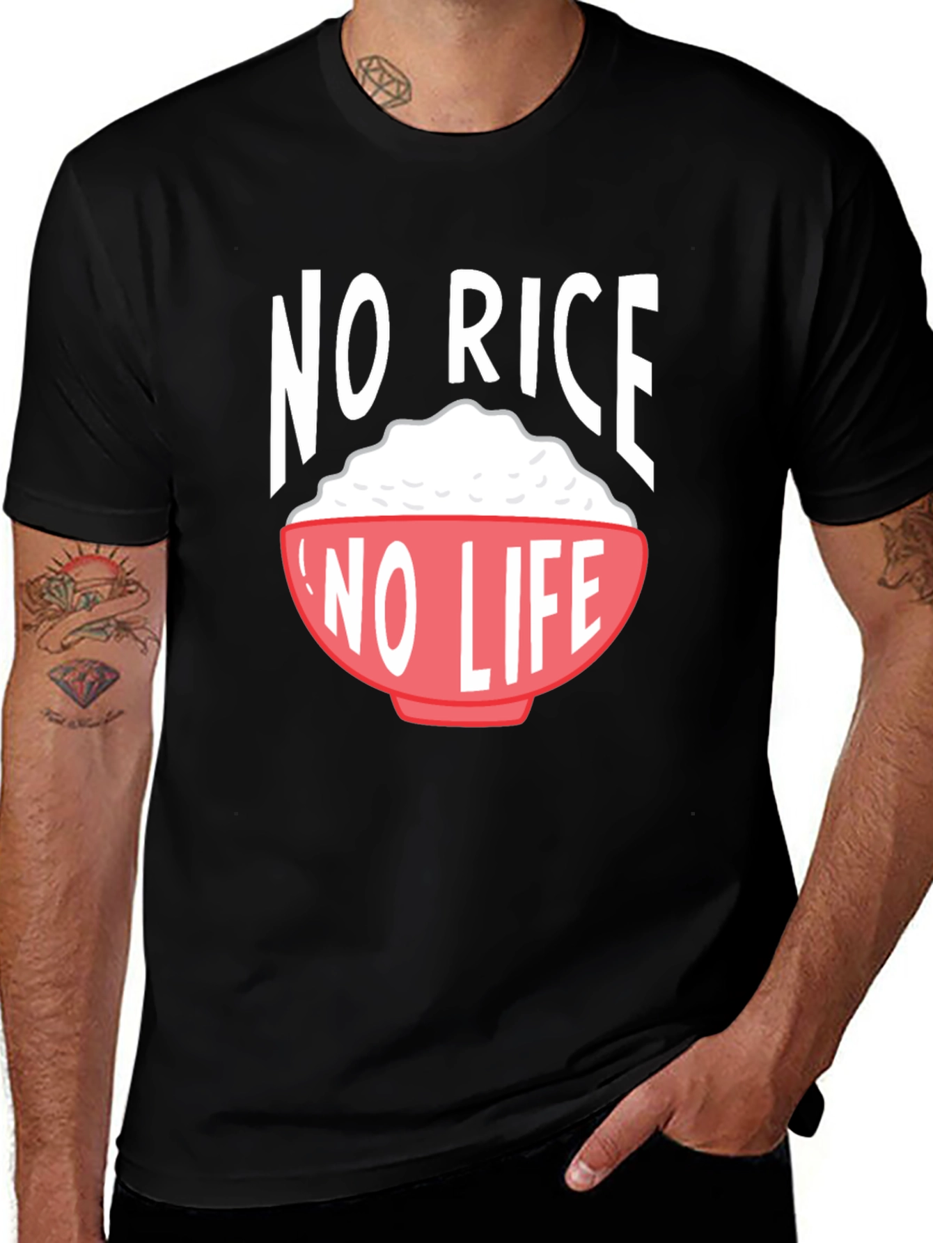Variant 10 of No Rice No Life T-Shirt - Funny Foodie Tee
