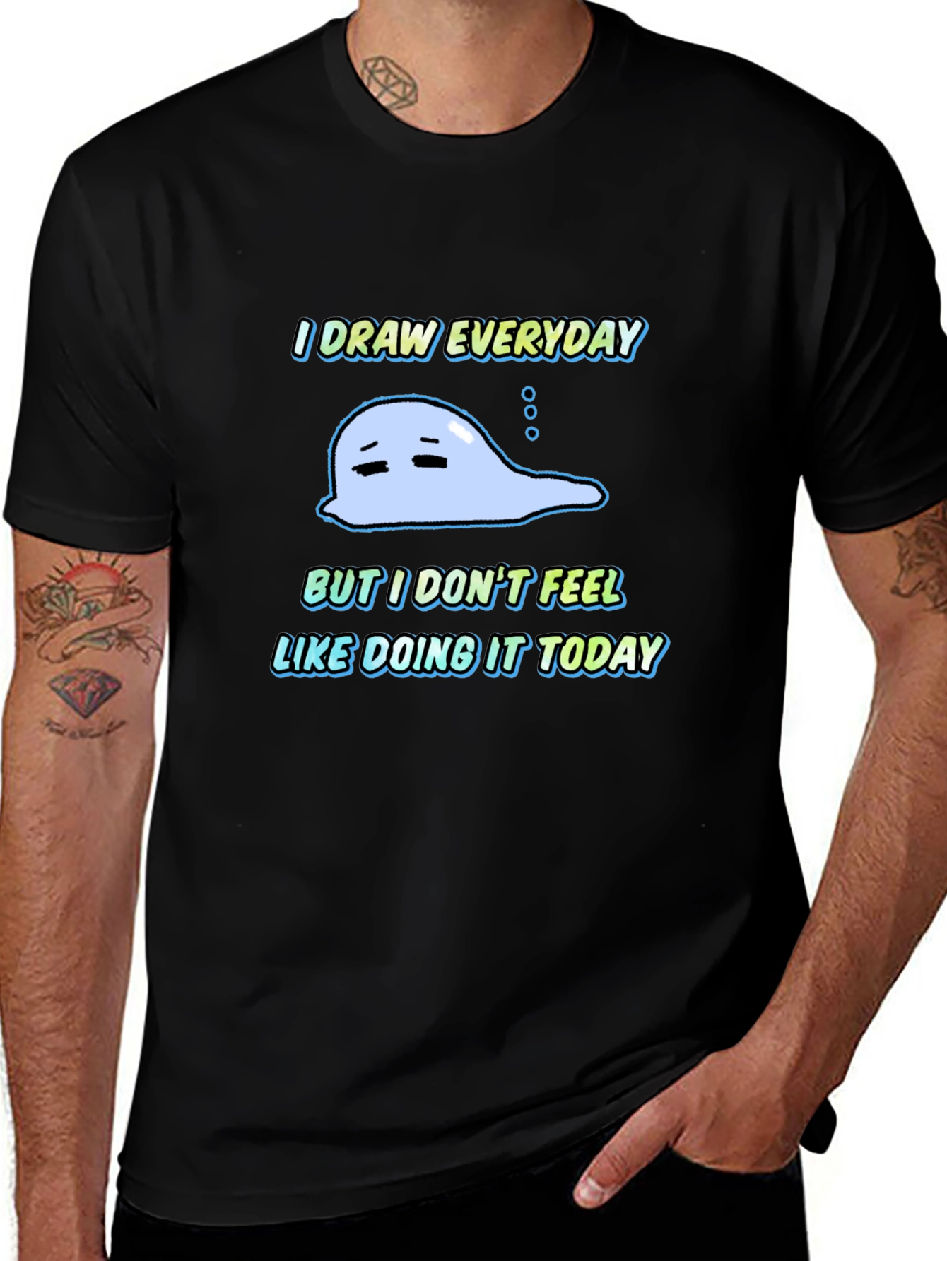 Variant 28 of I Draw Everyday Graphic T-Shirt - Unisex Black Tee