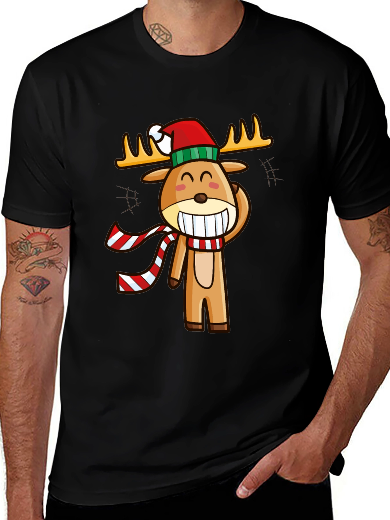 Variant 6 of Festive Reindeer Graphic Tee - Holiday Cheer