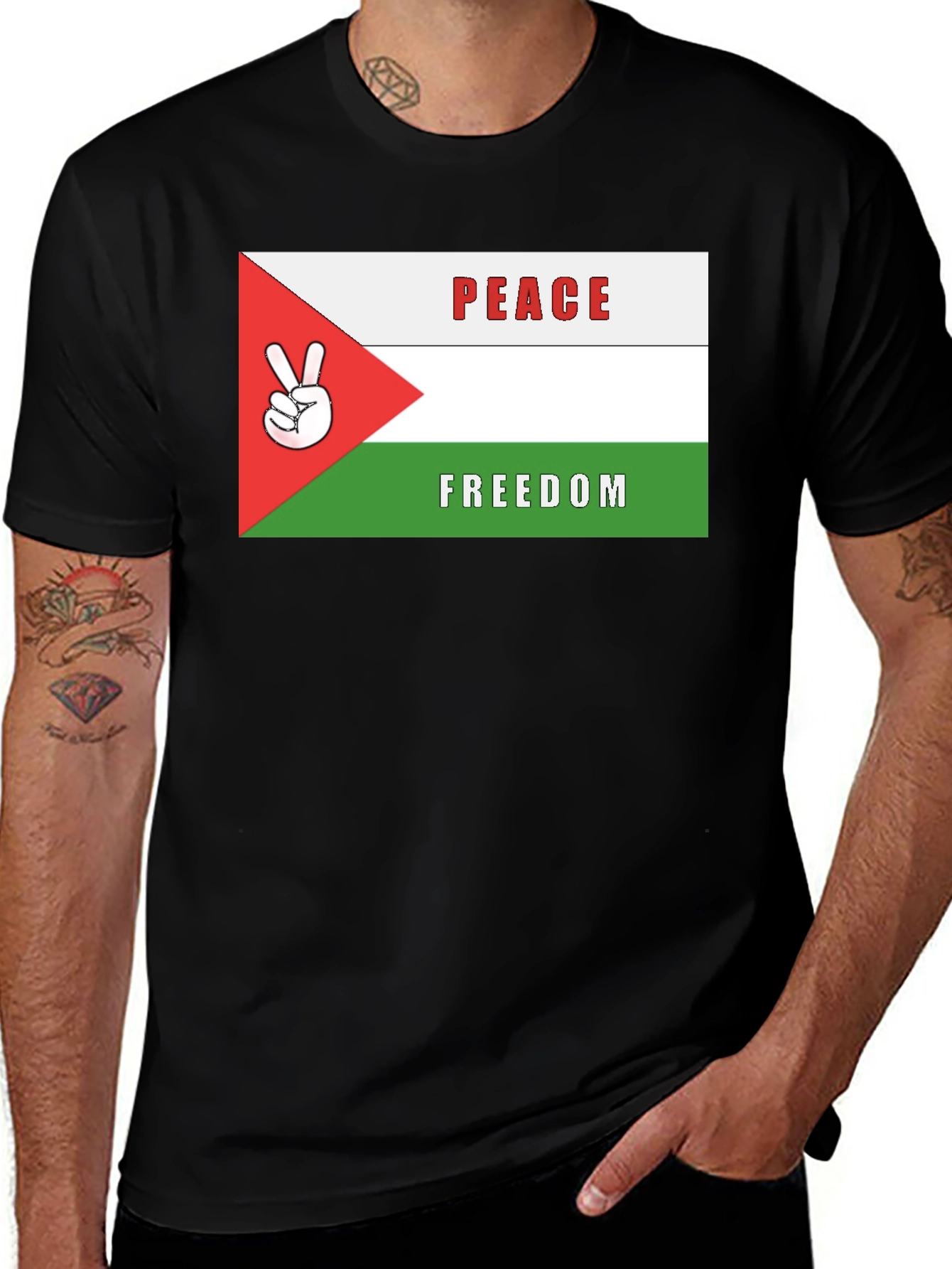 Peace & Freedom T-Shirt: Palestinian Flag Design