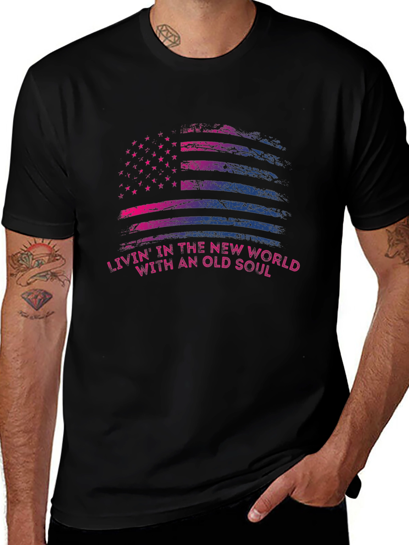 Variant 23 of New World Old Soul Pride Flag Graphic Tee