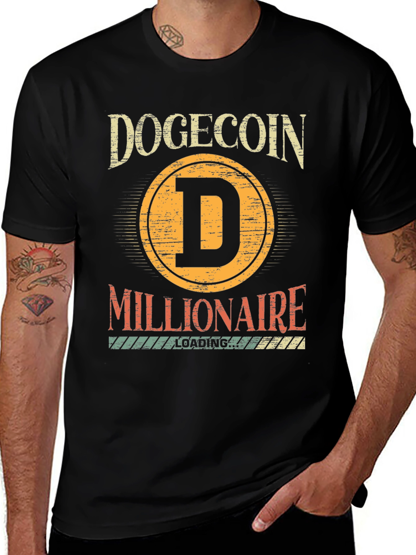 Dogecoin Millionaire Loading Black T-Shirt