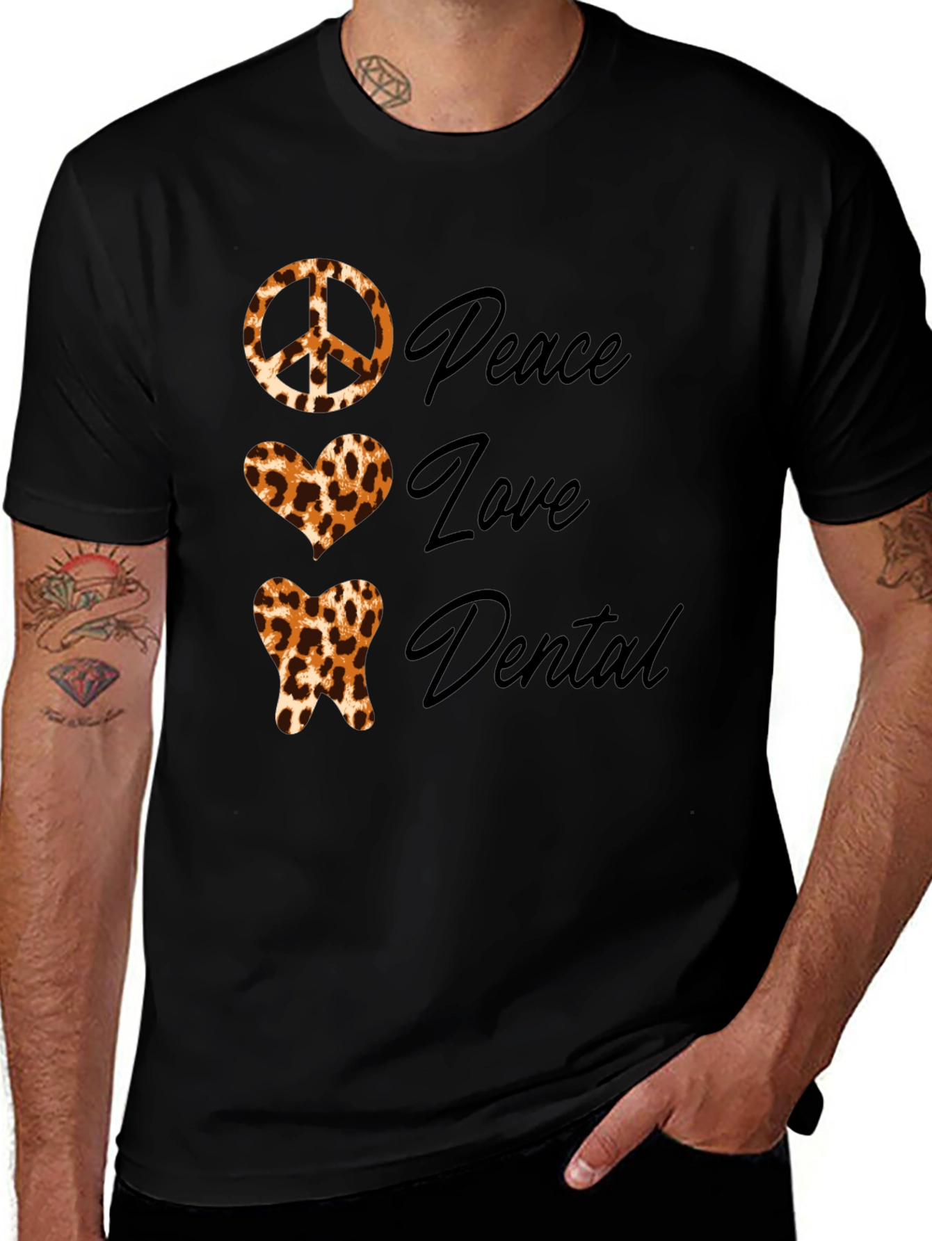 Variant 22 of Peace Love Dental Leopard Print T-Shirt