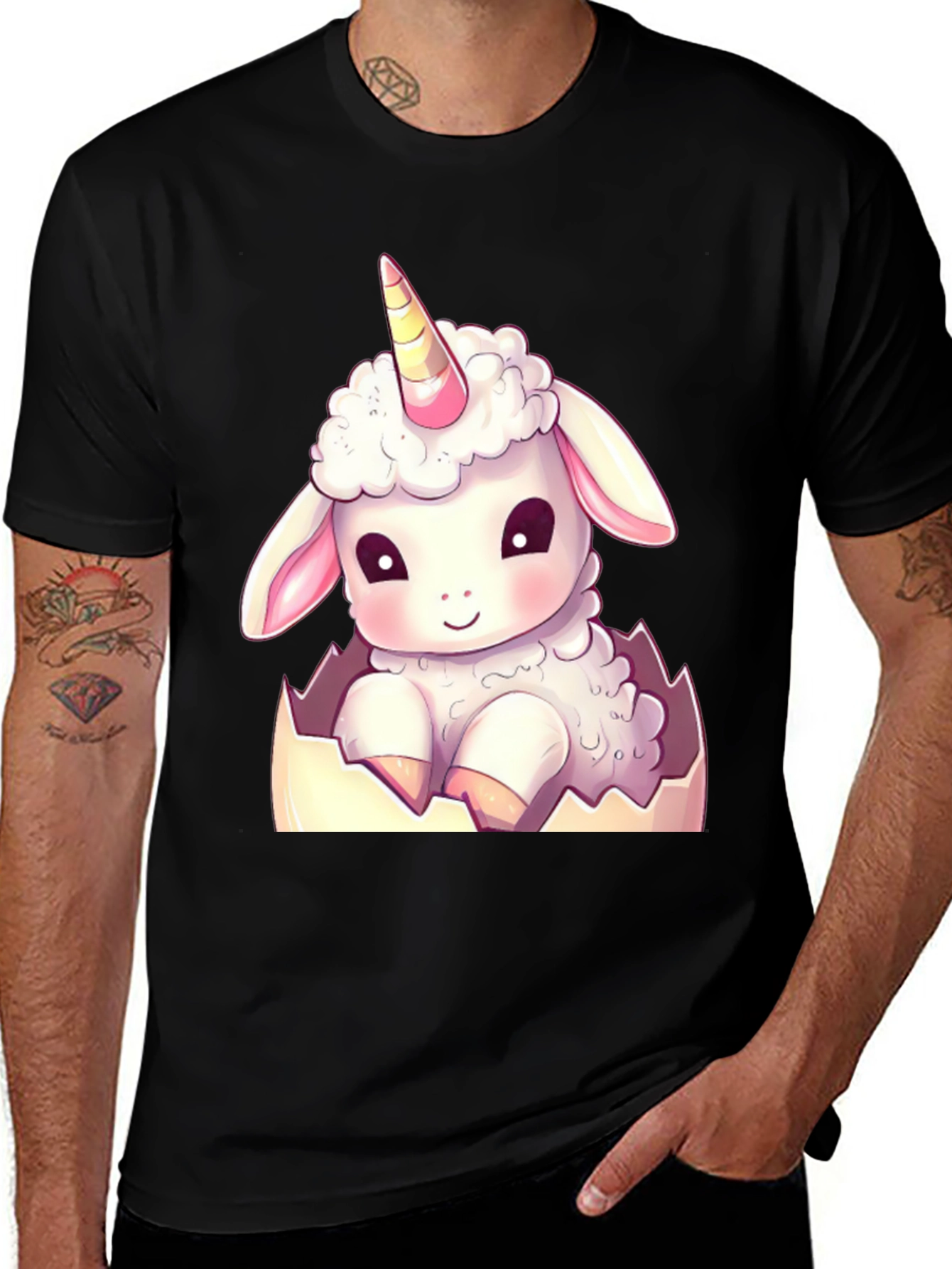 Variant 8 of Cute Unicorn Sheep in Eggshell T-Shirt