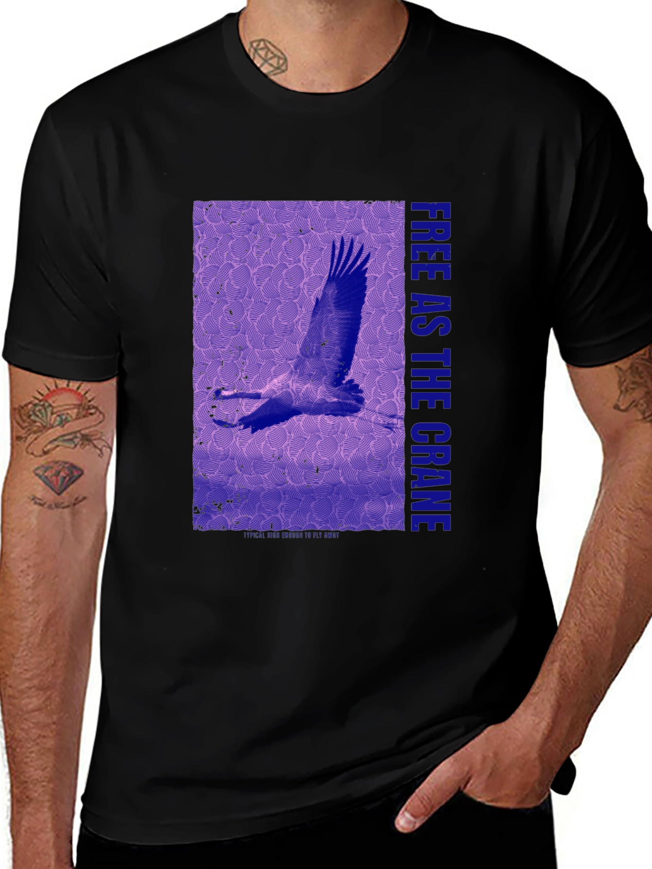 Variant 28 of Crane Graphic Tee -  Free As The Crane Bird T-Shirt
