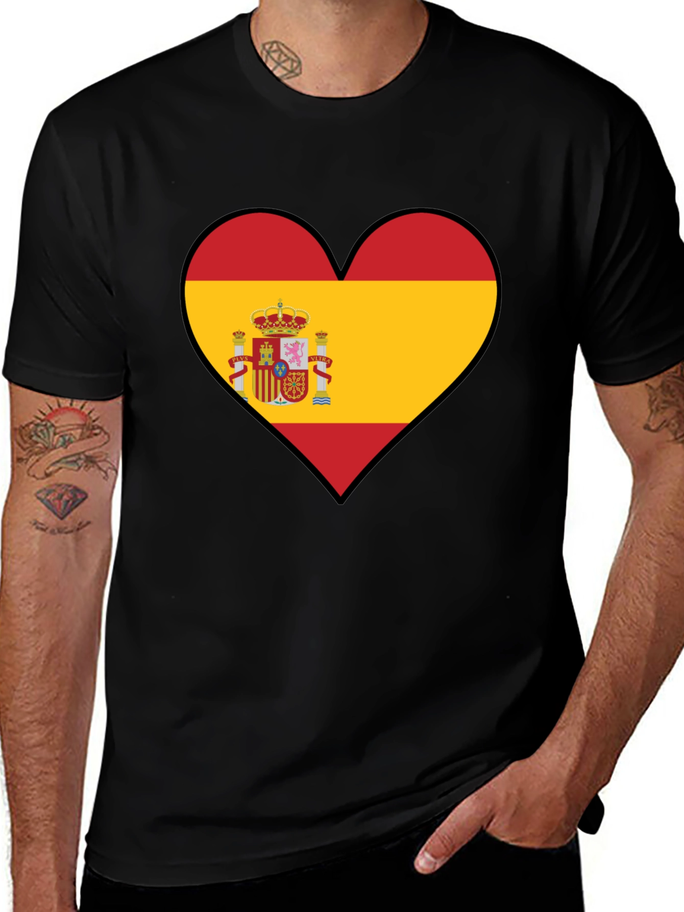 Spain Flag Heart T-Shirt - Show Your Pride!