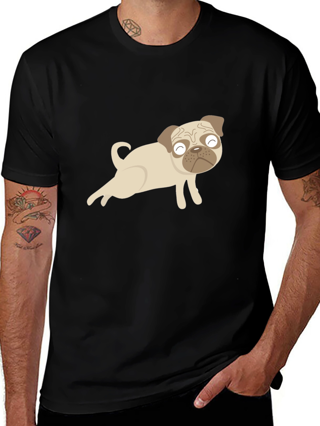 Variant 23 of Cute Pug Graphic Black T-Shirt