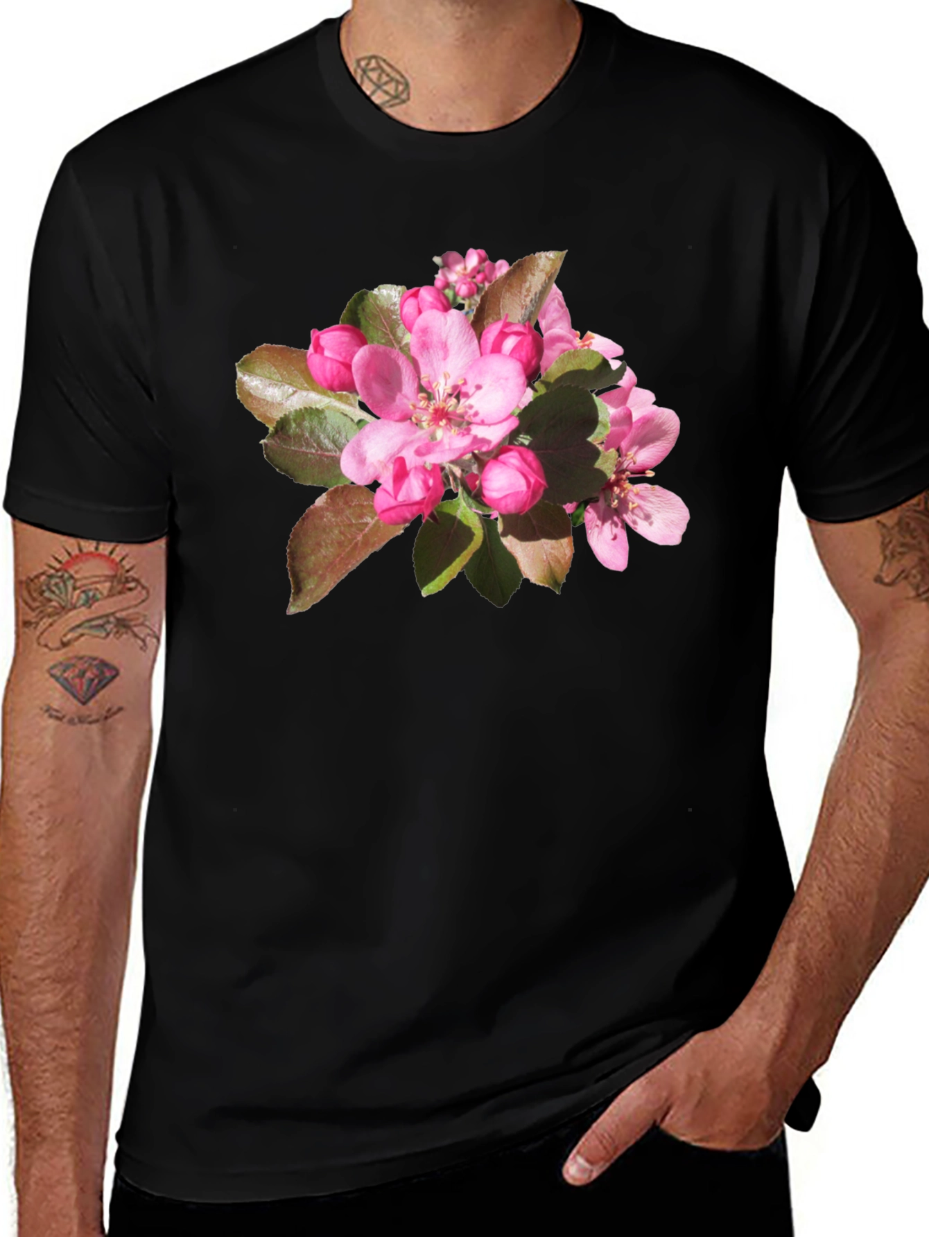 Variant 18 of Floral Print Black T-Shirt